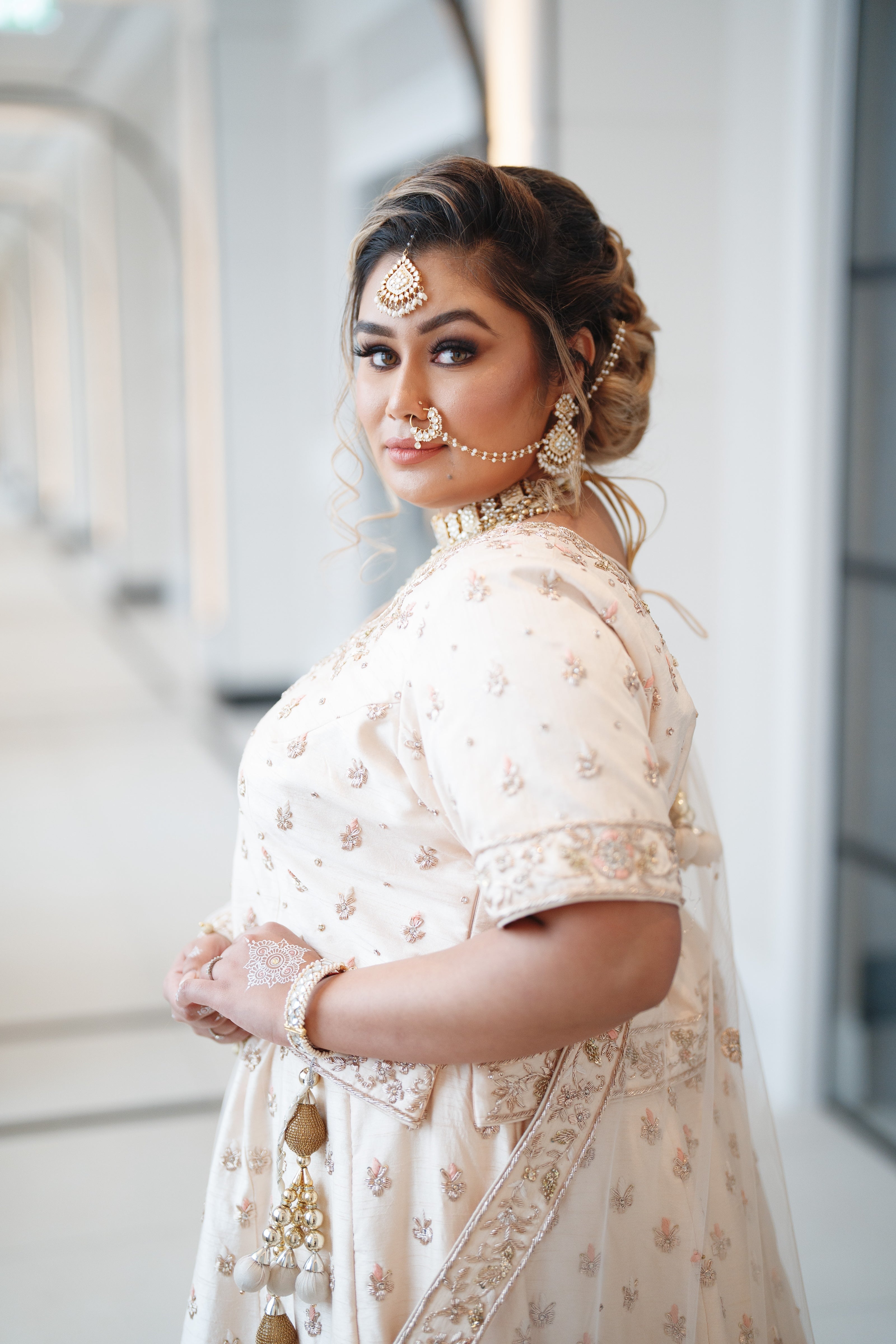 Sherni London pastel pink bridal lehenga at the Fairmont Hotel Windsor Park