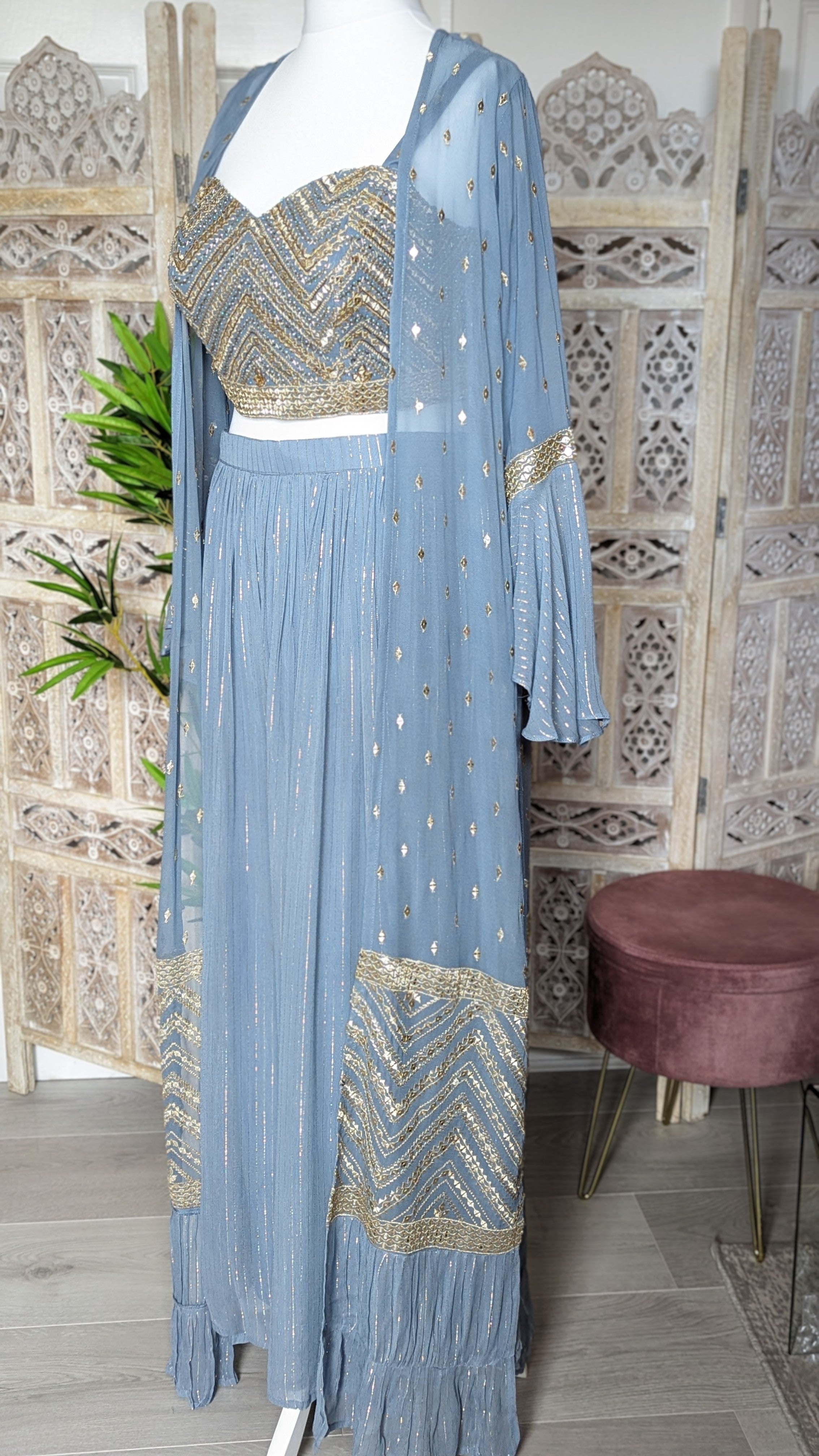 Crop-Top Sharara with Embroidered Jacket (12-14)