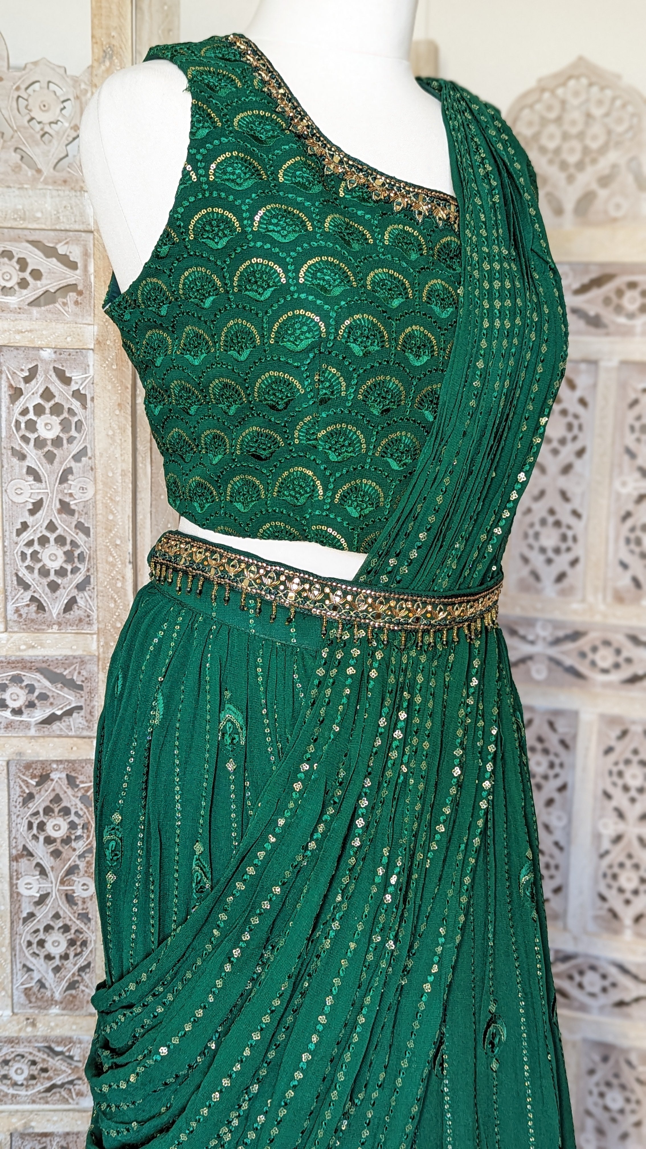 Emerald Fusion Lehenga Sari (16-18)