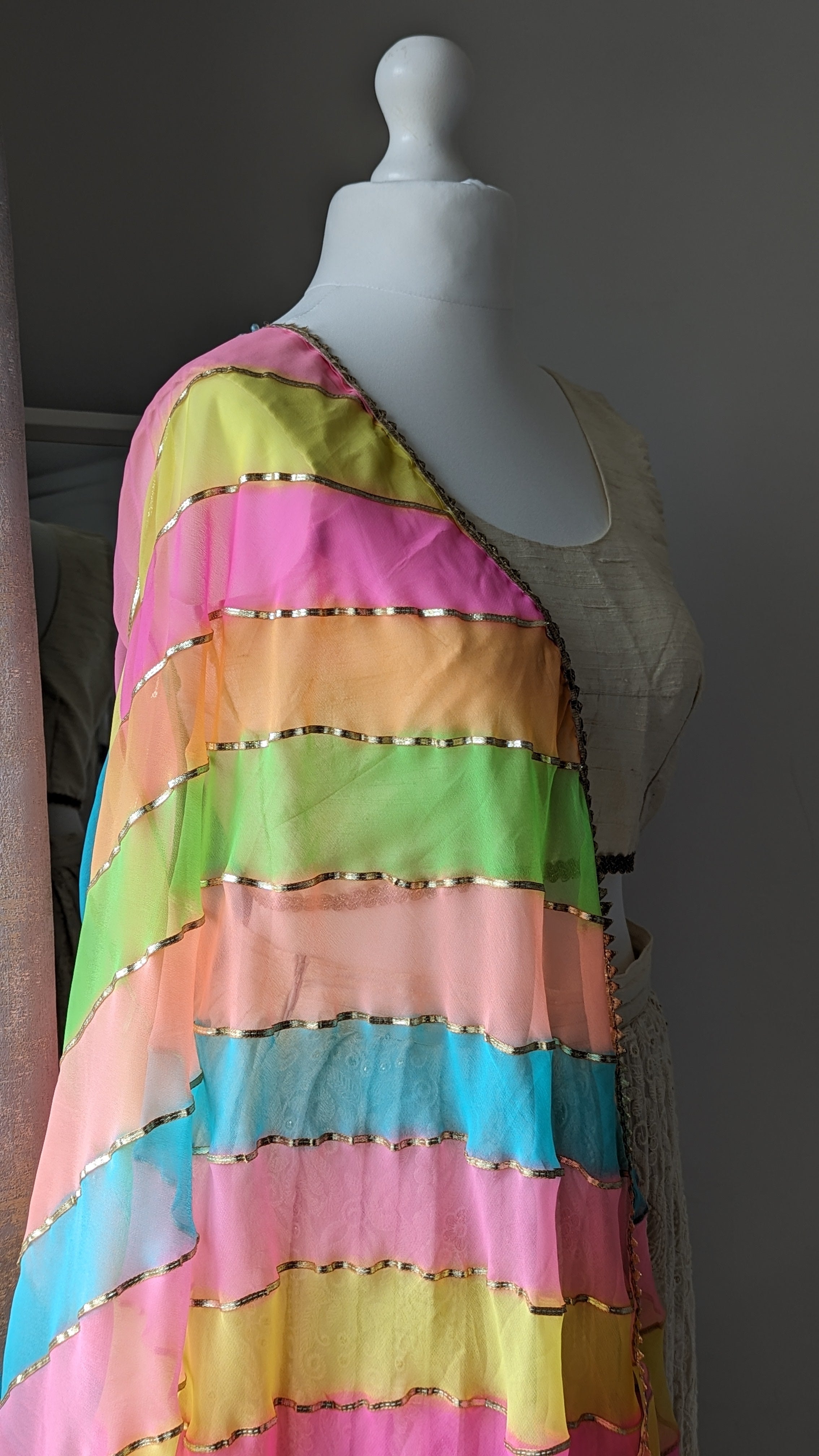 Multicolour Pastel Dupatta with gota pati