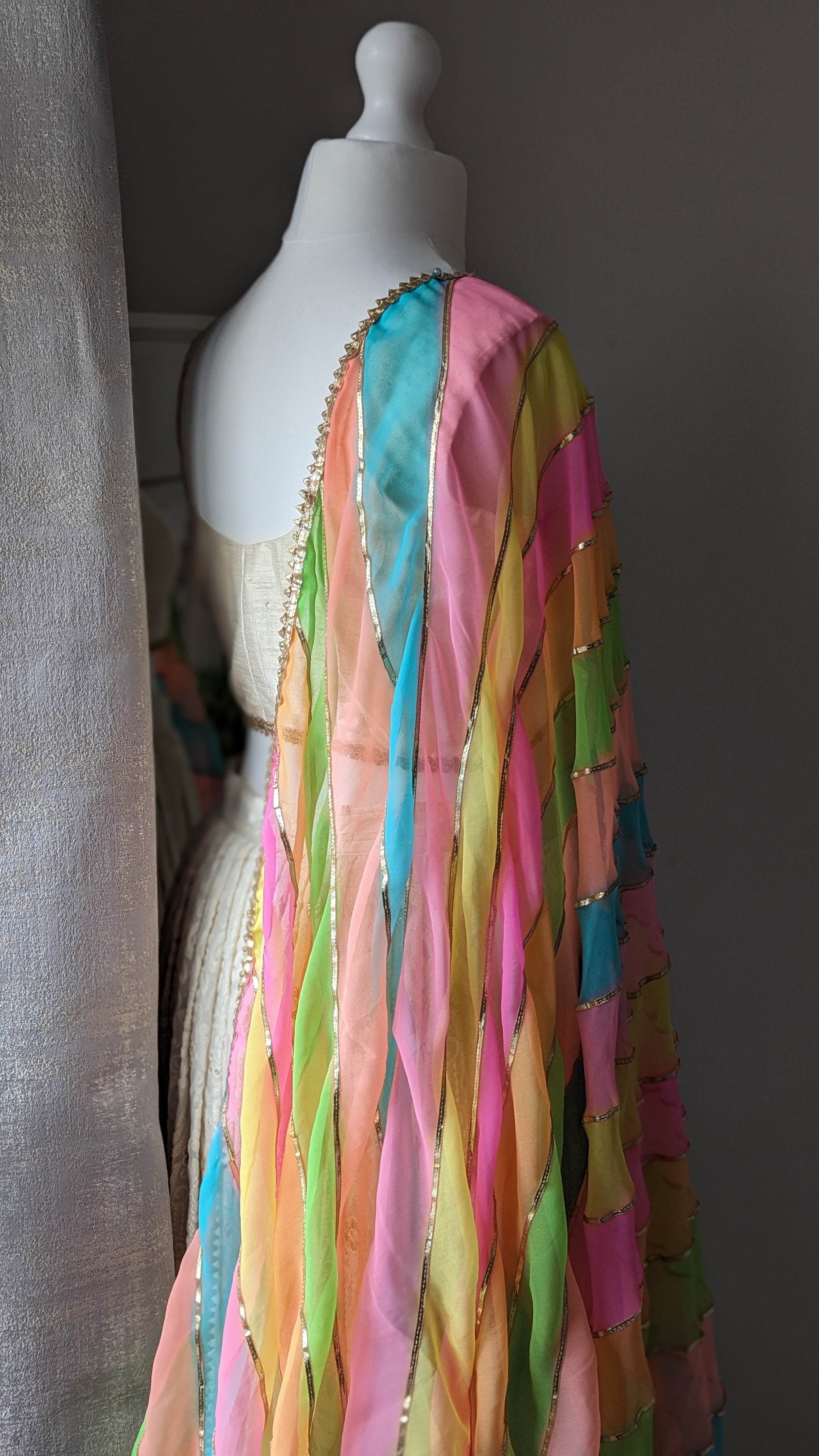 Multicolour Pastel Dupatta with gota pati