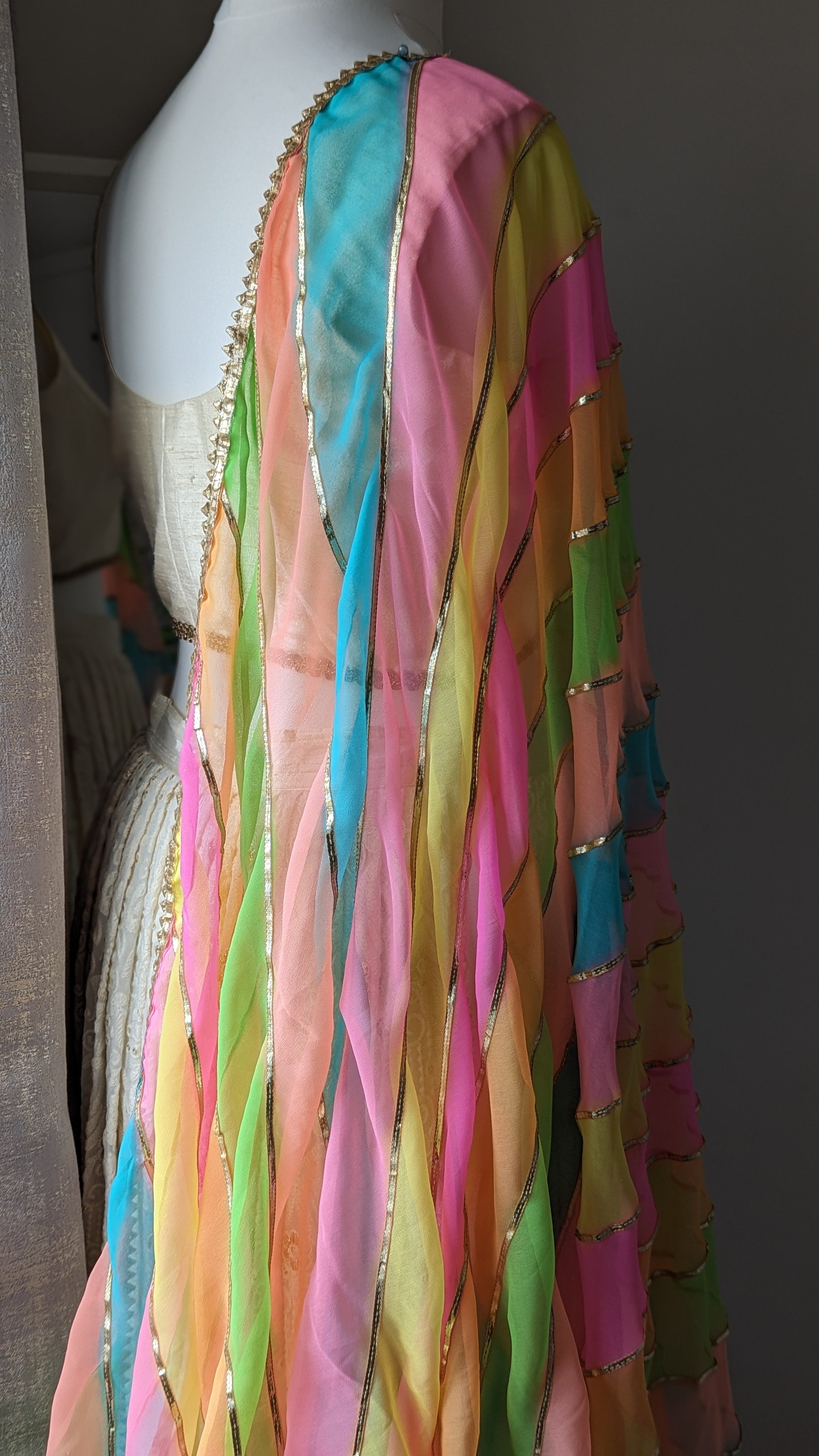 Multicolour Pastel Dupatta with gota pati