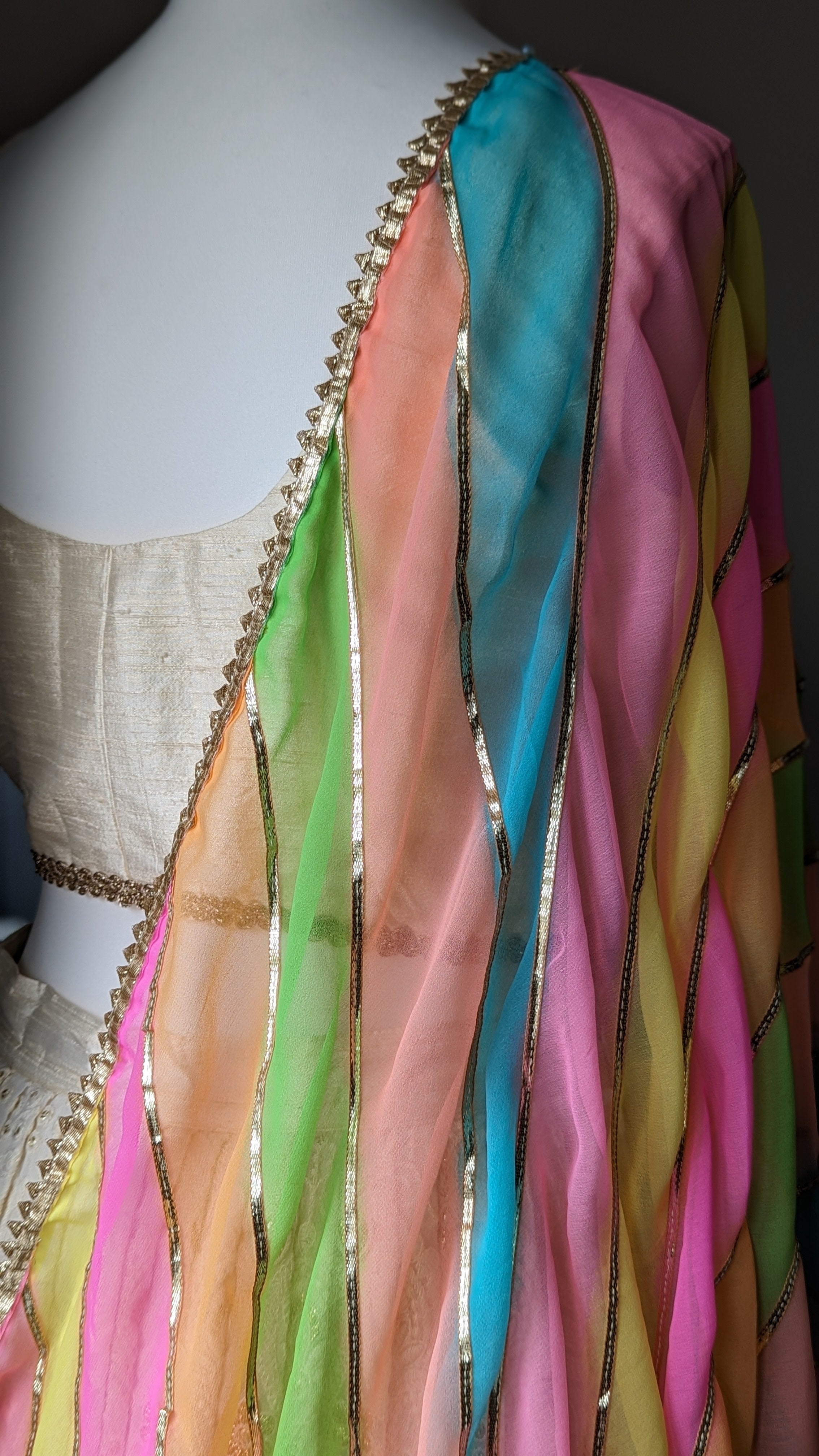 Multicolour Pastel Dupatta with gota pati