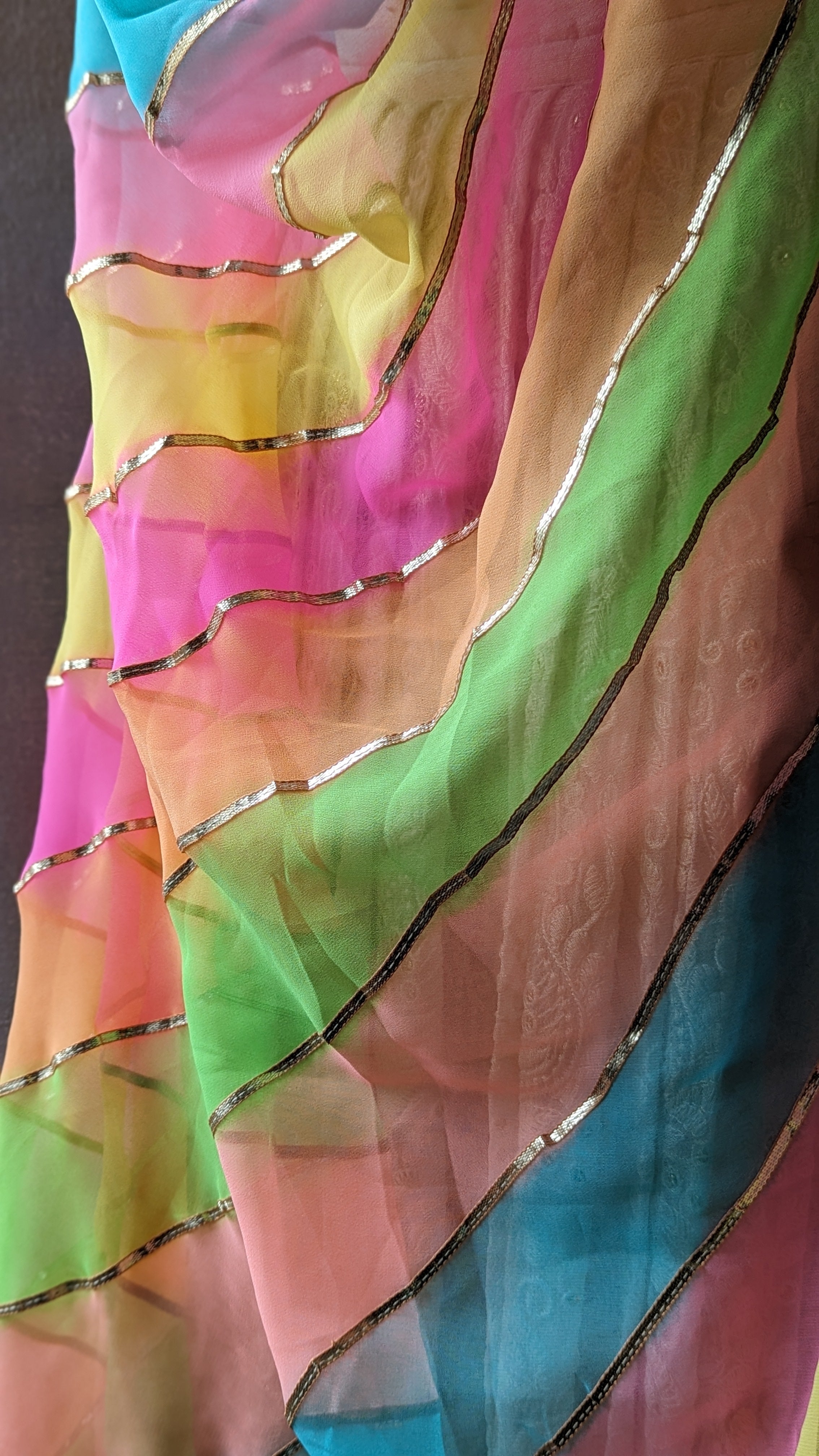 Multicolour Pastel Dupatta with gota pati