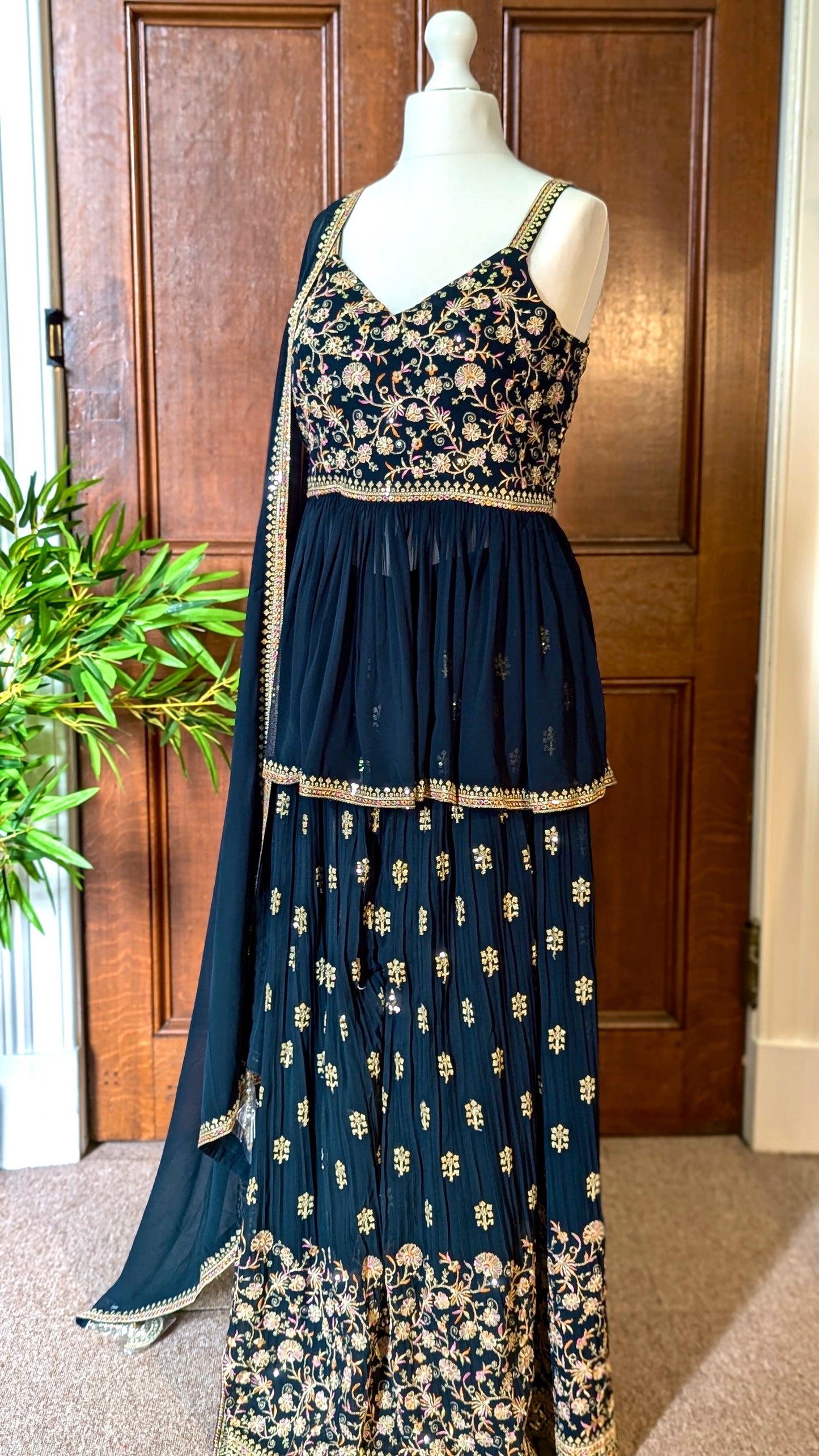 Dark Green Peplum Sharara Set (10-12)