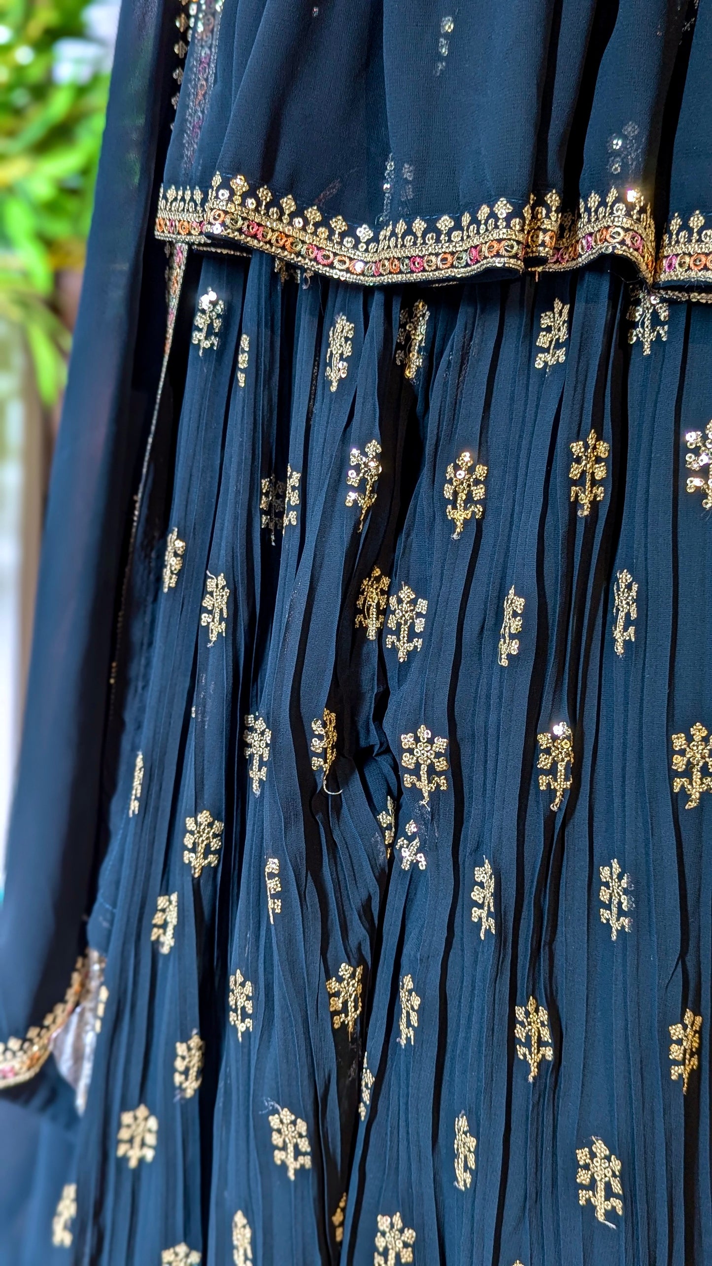Dark Green Peplum Sharara Set (10-12)