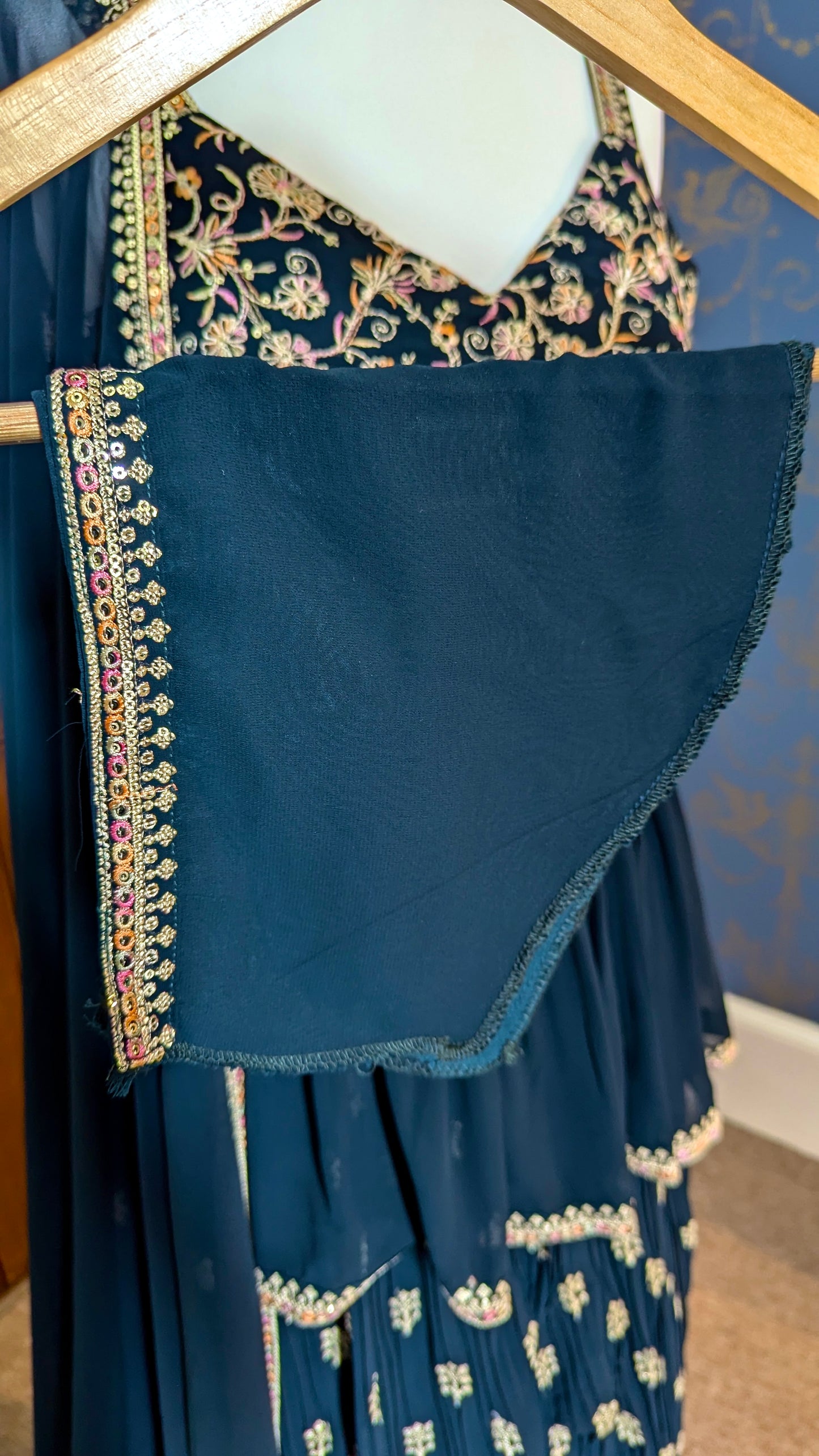 Dark Green Peplum Sharara Set (10-12)