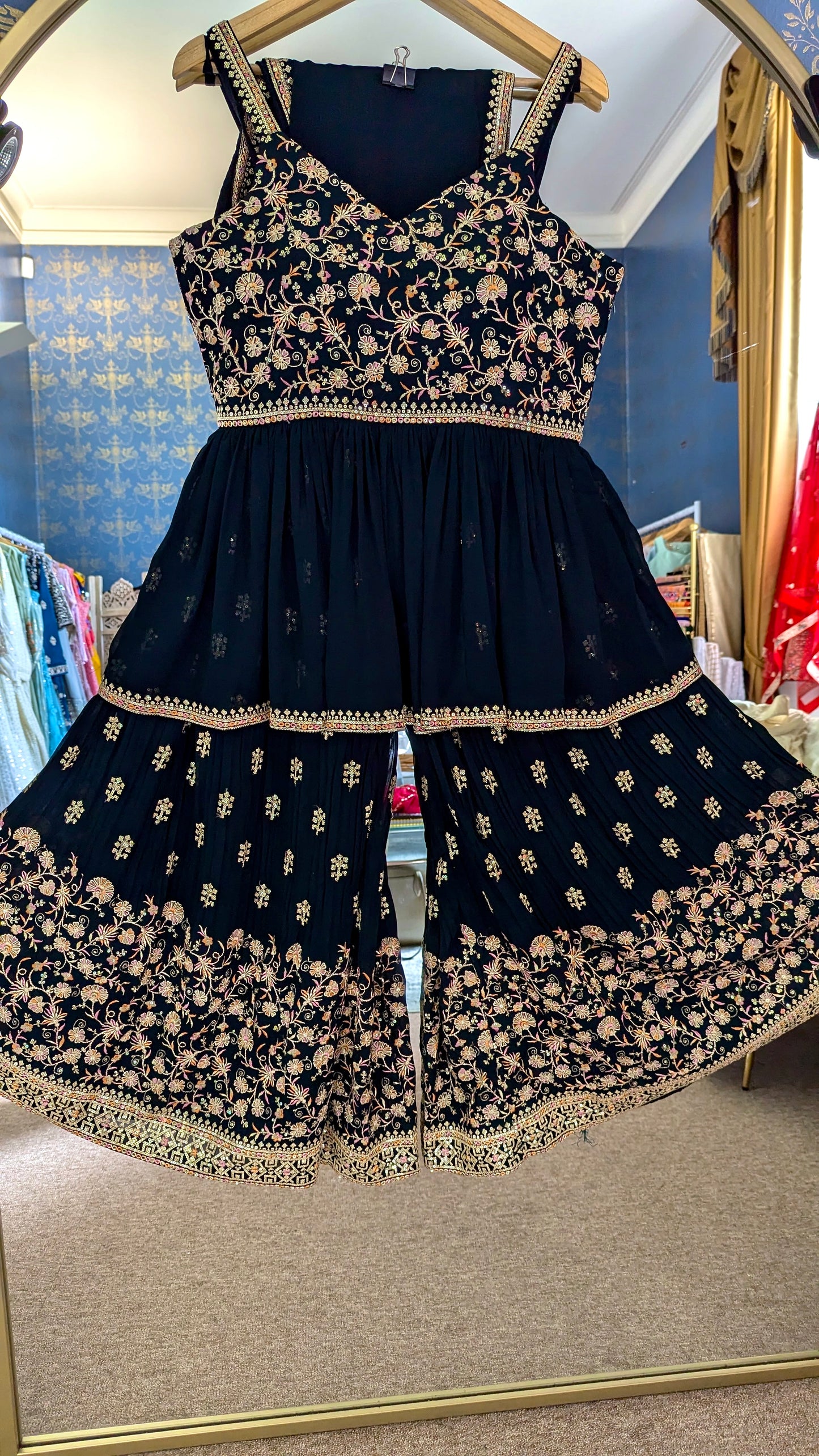 Dark Green Peplum Sharara Set (10-12)