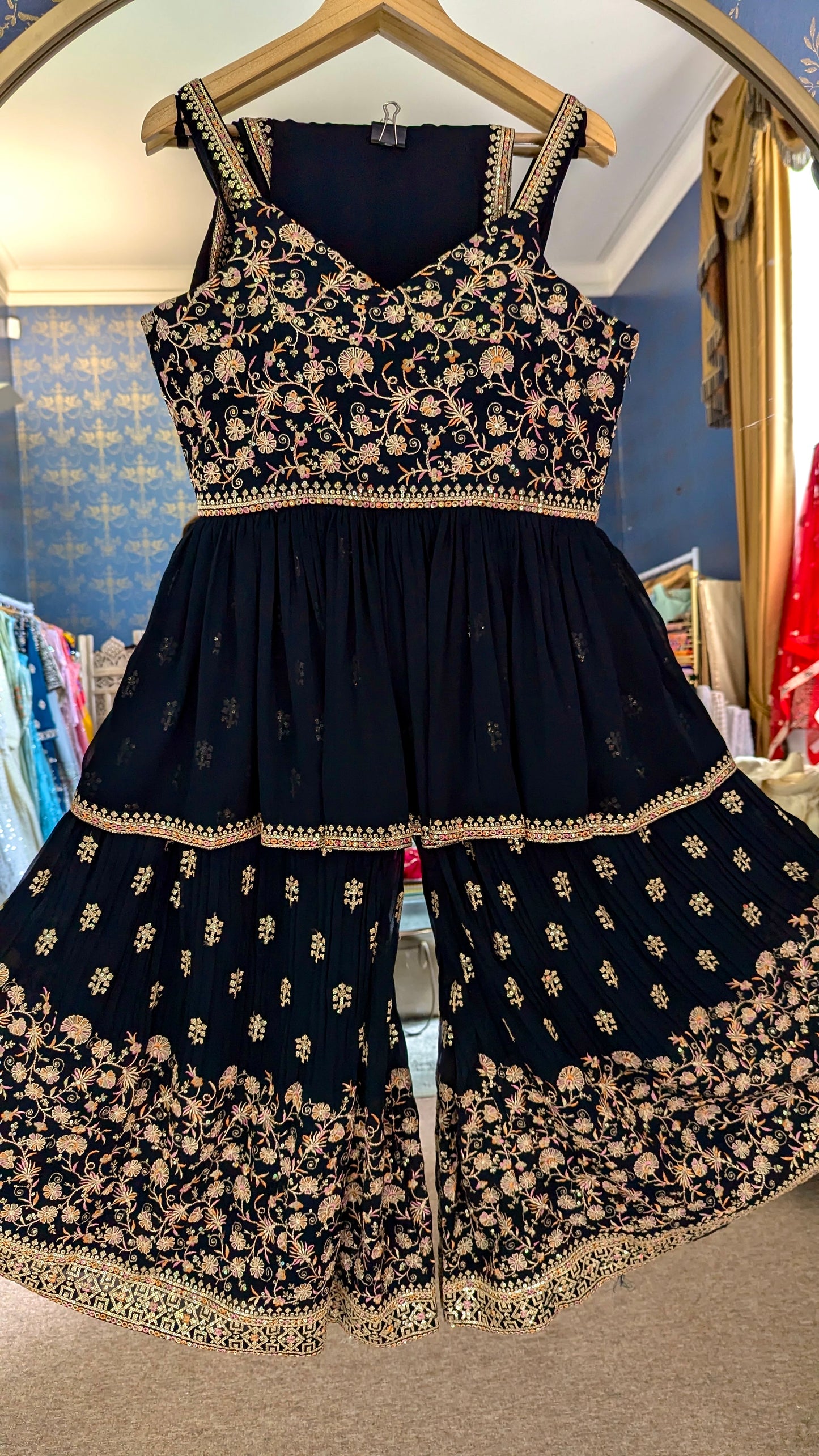 Dark Green Peplum Sharara Set (10-12)