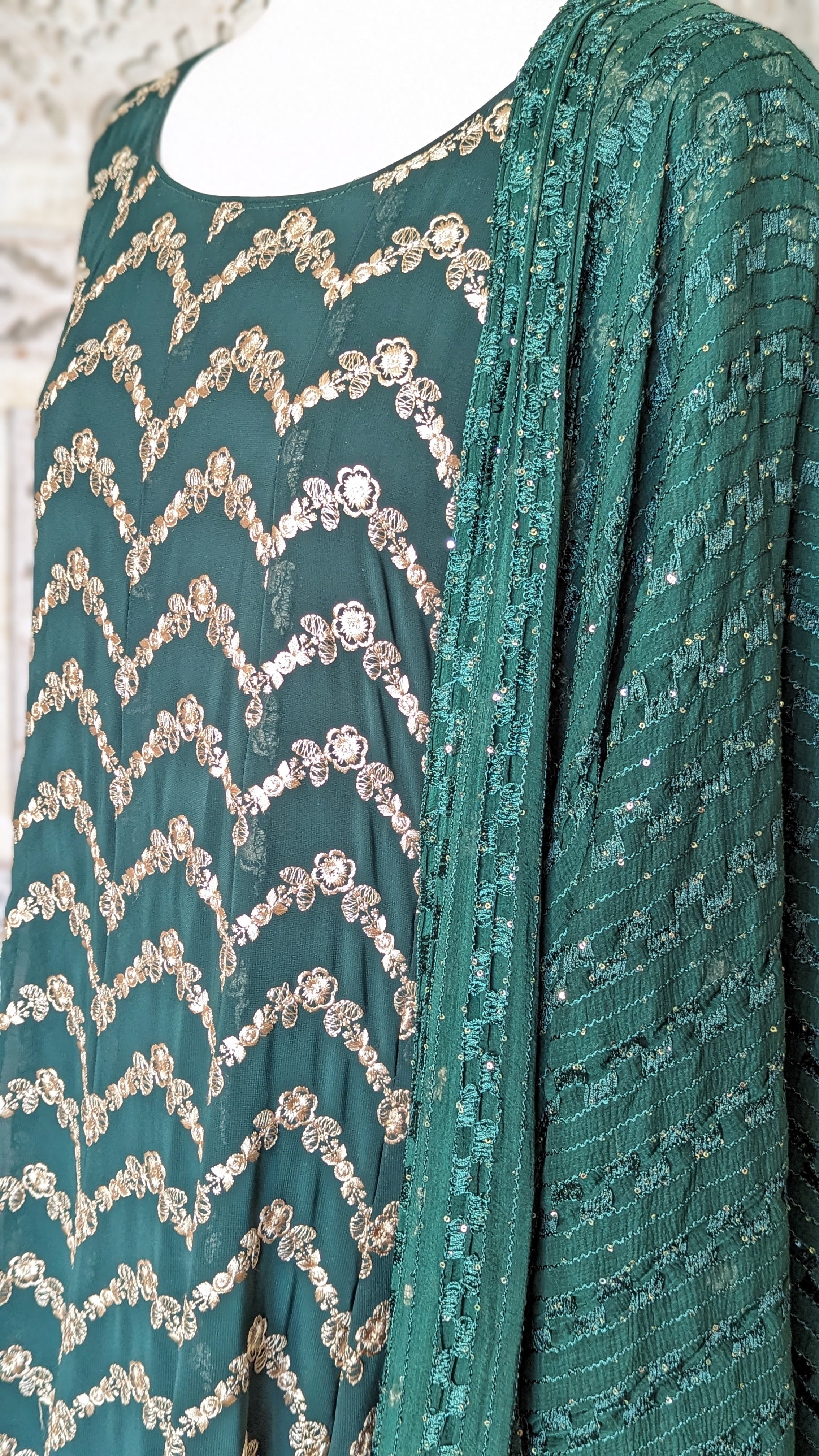 Green Threadwork Gown (24-26)