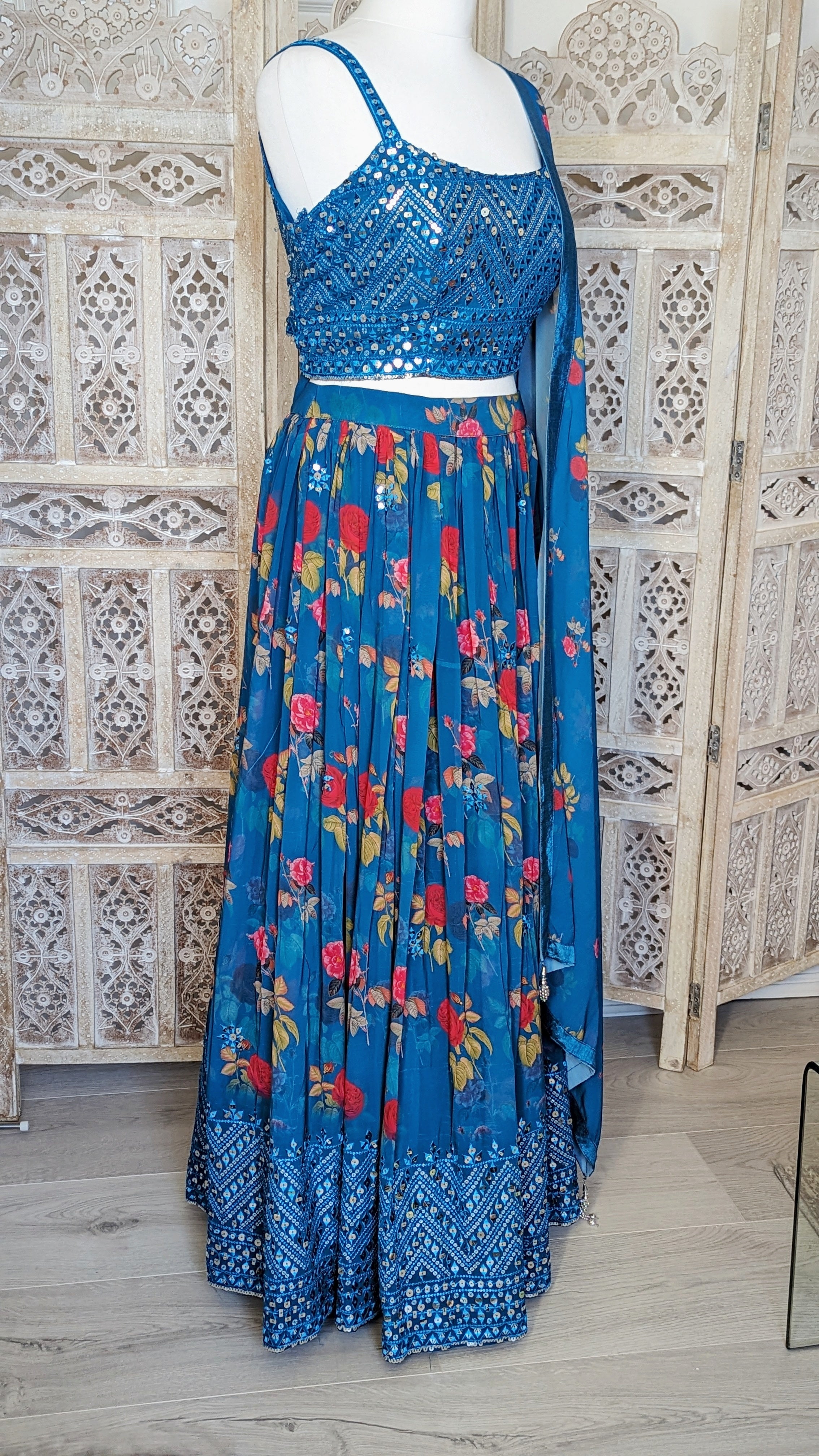 Blue Floral Lehenga (12-14)