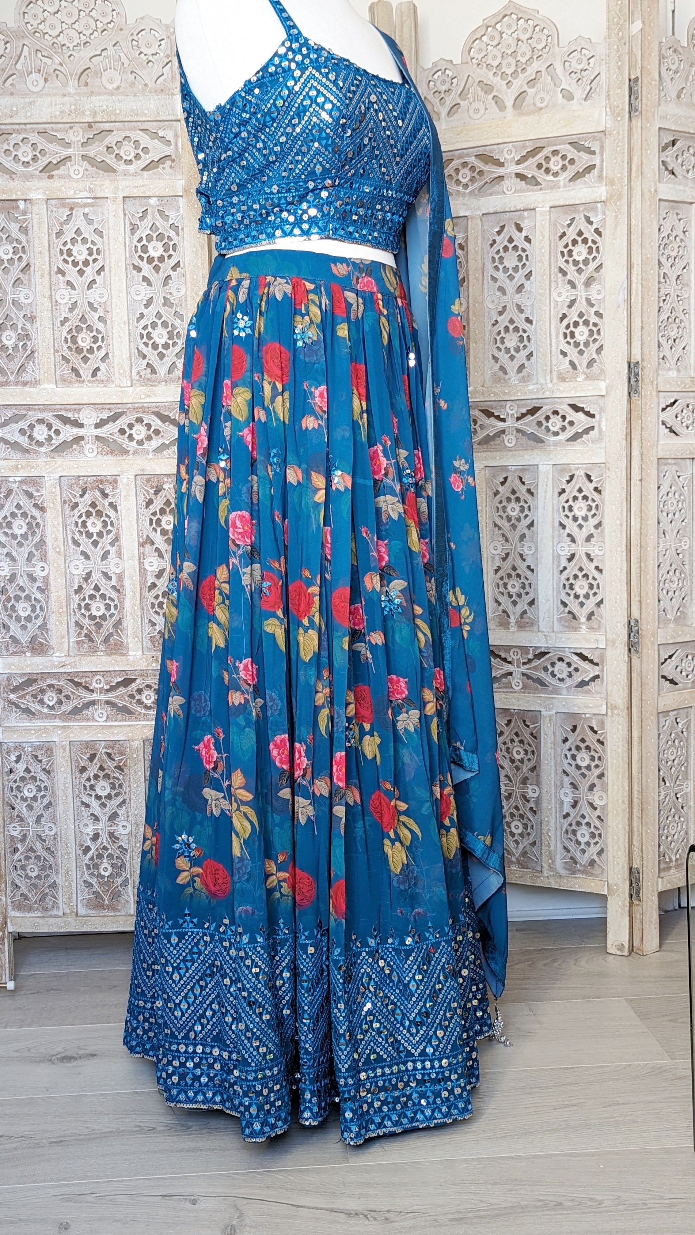 Blue Floral Lehenga (12-14)