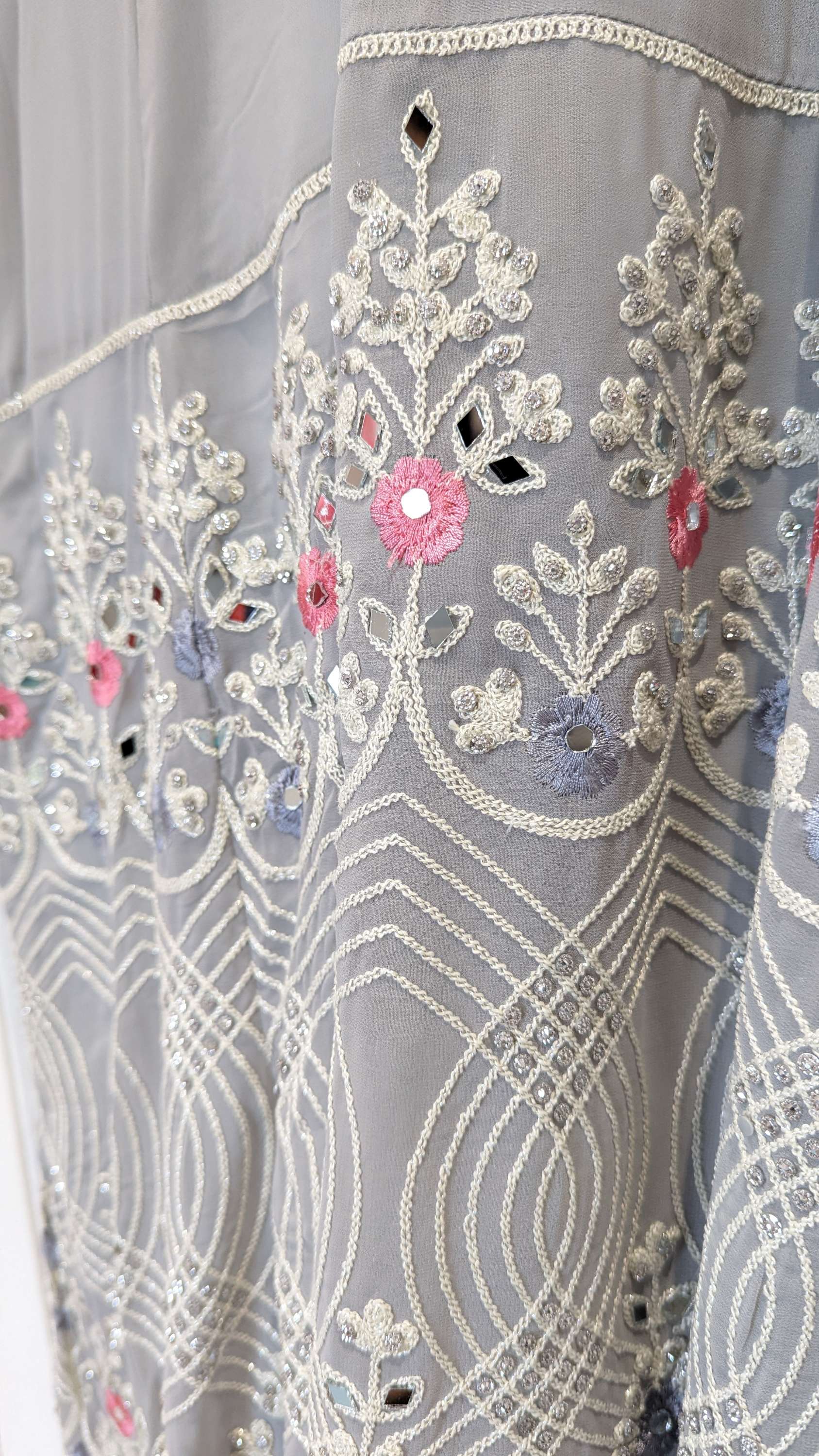 Luxury Grey Deco Embroidery Gown (24-26)