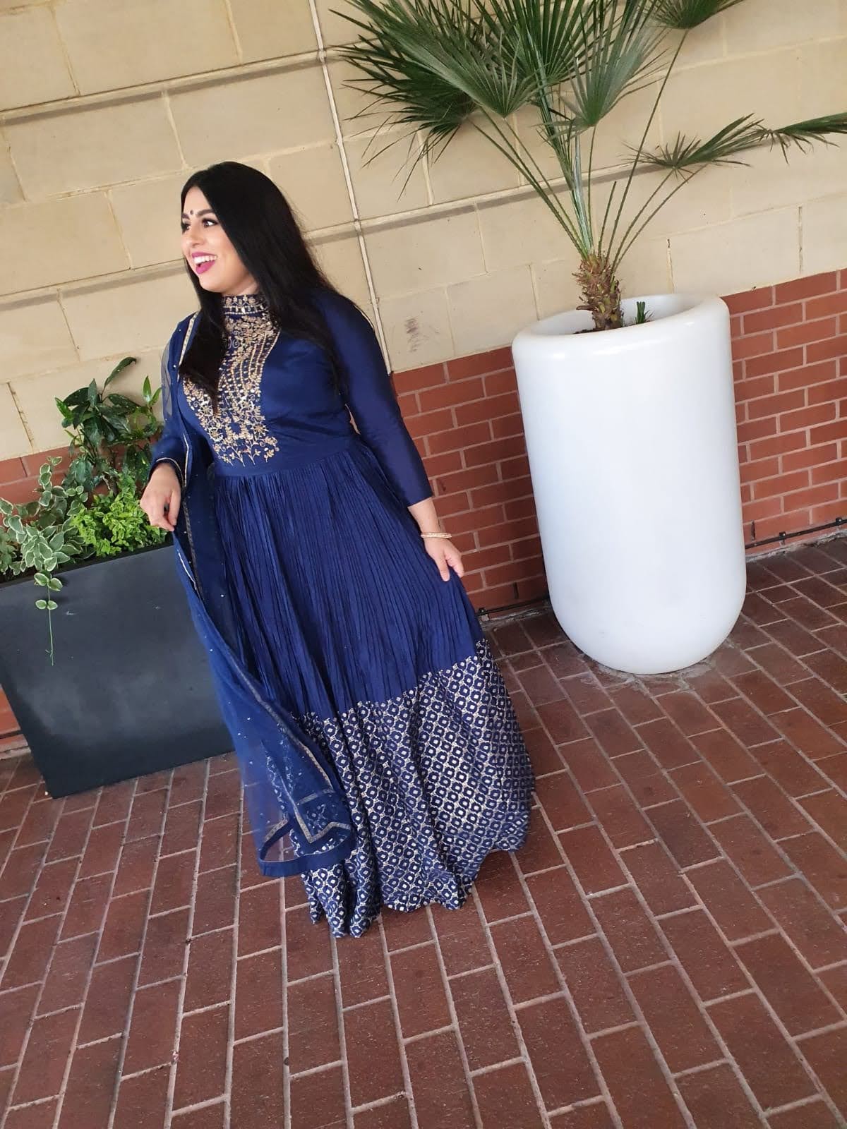 Navy High Neck Gown (10-12)