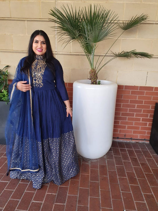 Navy High Neck Gown (10-12)