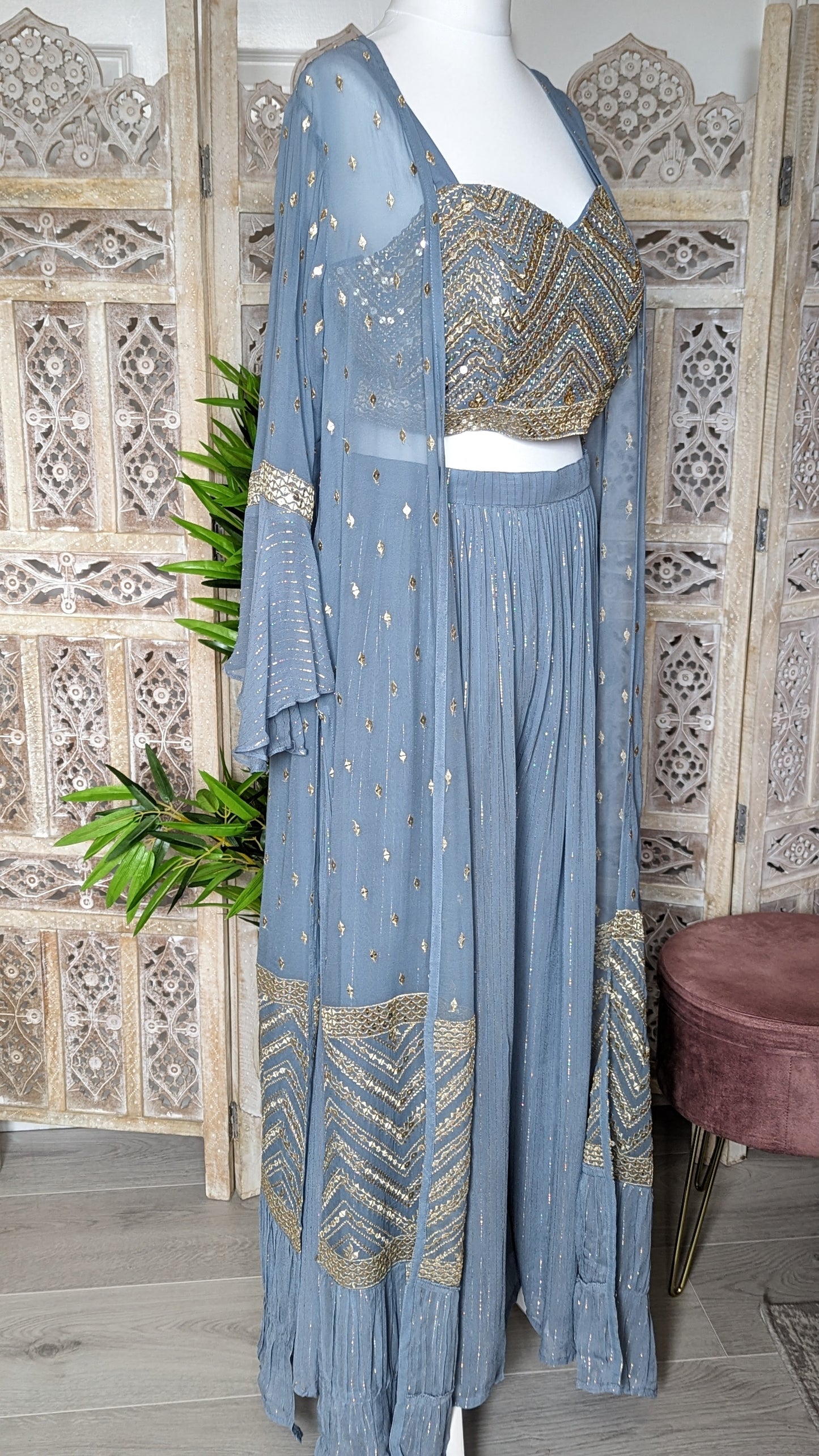 Crop-Top Sharara with Embroidered Jacket (12-14)