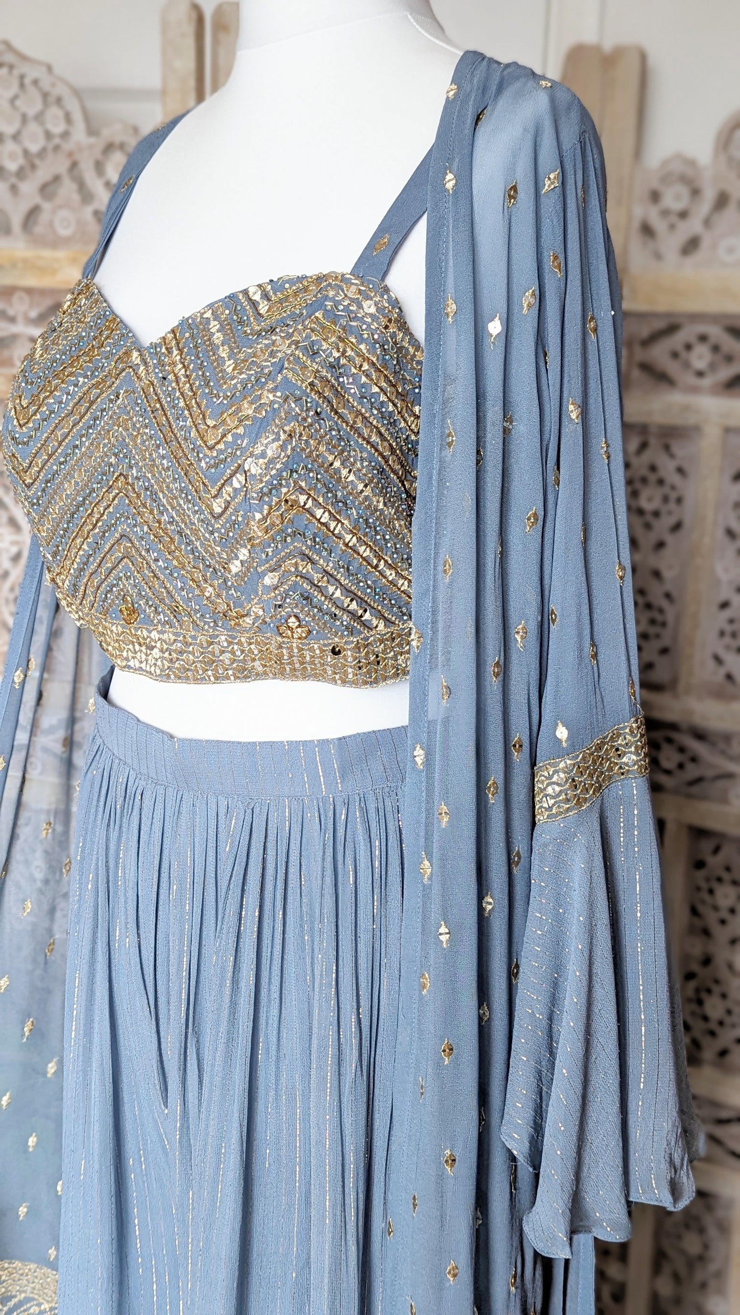 Crop-Top Sharara with Embroidered Jacket (12-14)