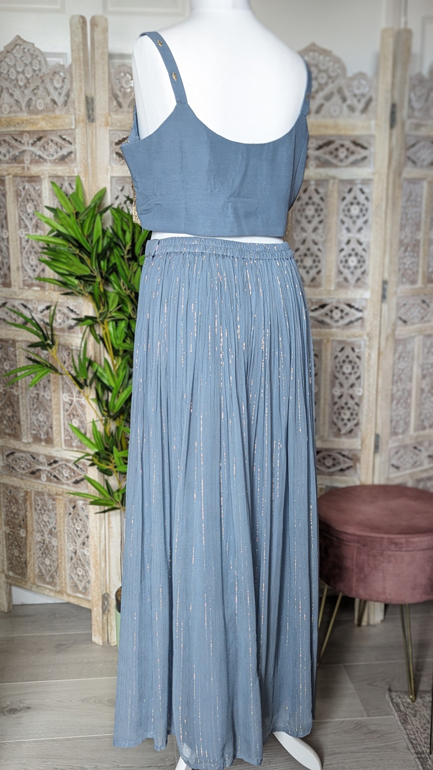 Crop-Top Sharara with Embroidered Jacket (12-14)