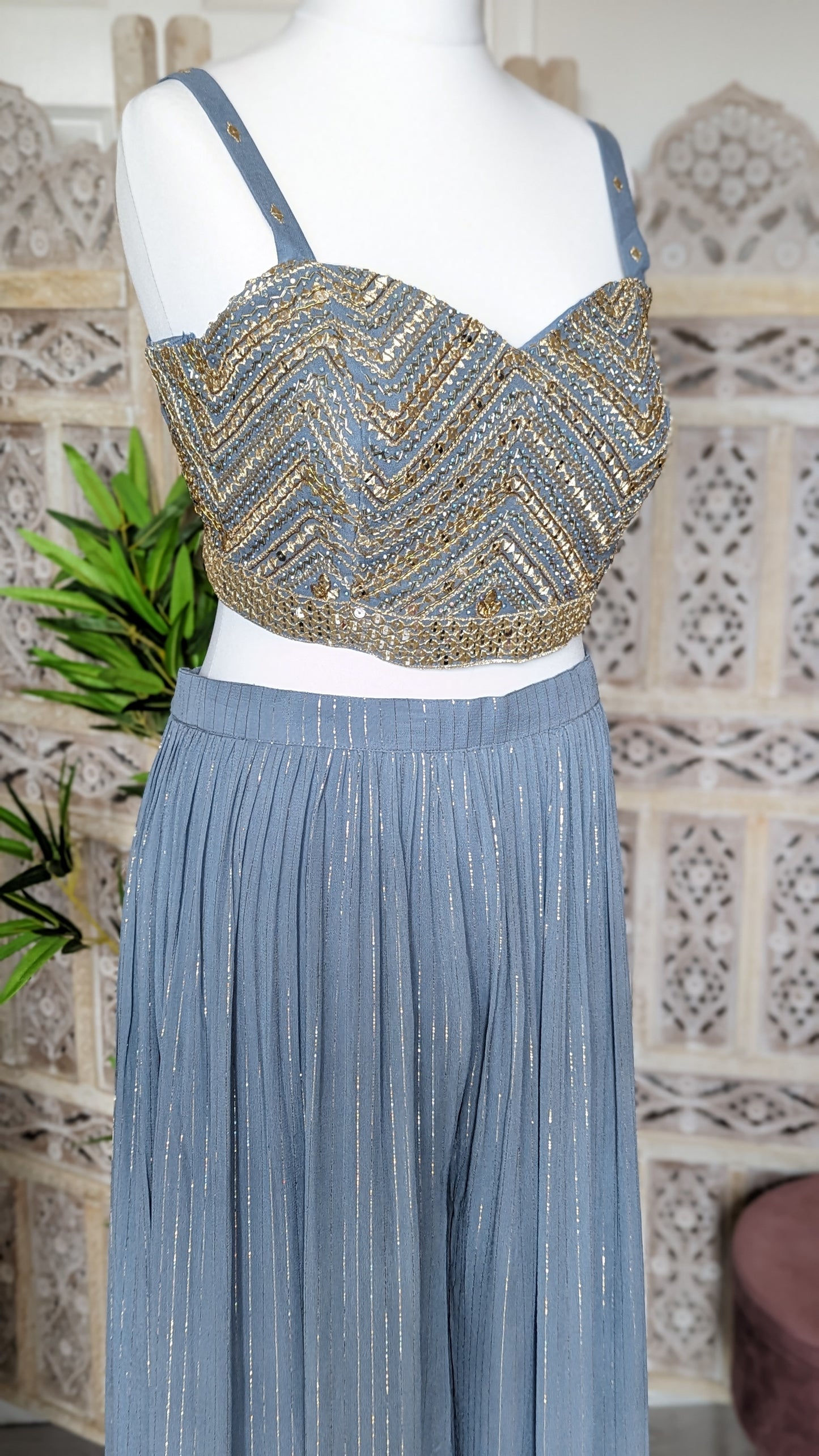 Crop-Top Sharara with Embroidered Jacket (12-14)