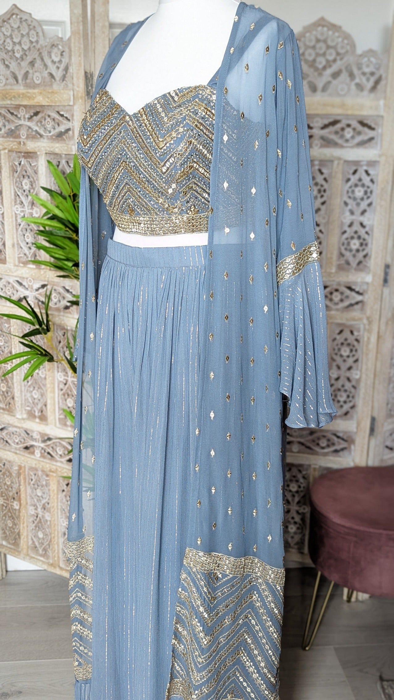 Crop-Top Sharara with Embroidered Jacket (12-14)