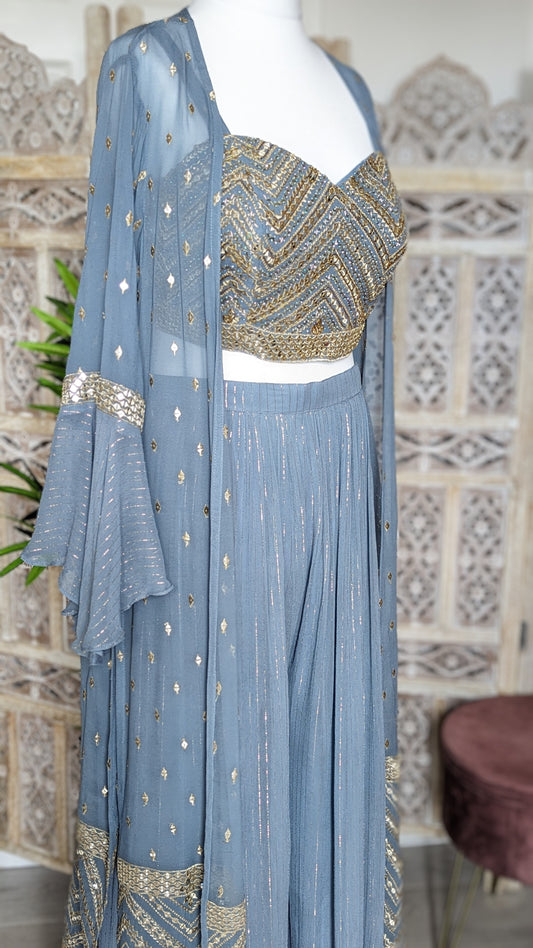 Crop-Top Sharara with Embroidered Jacket (12-14)