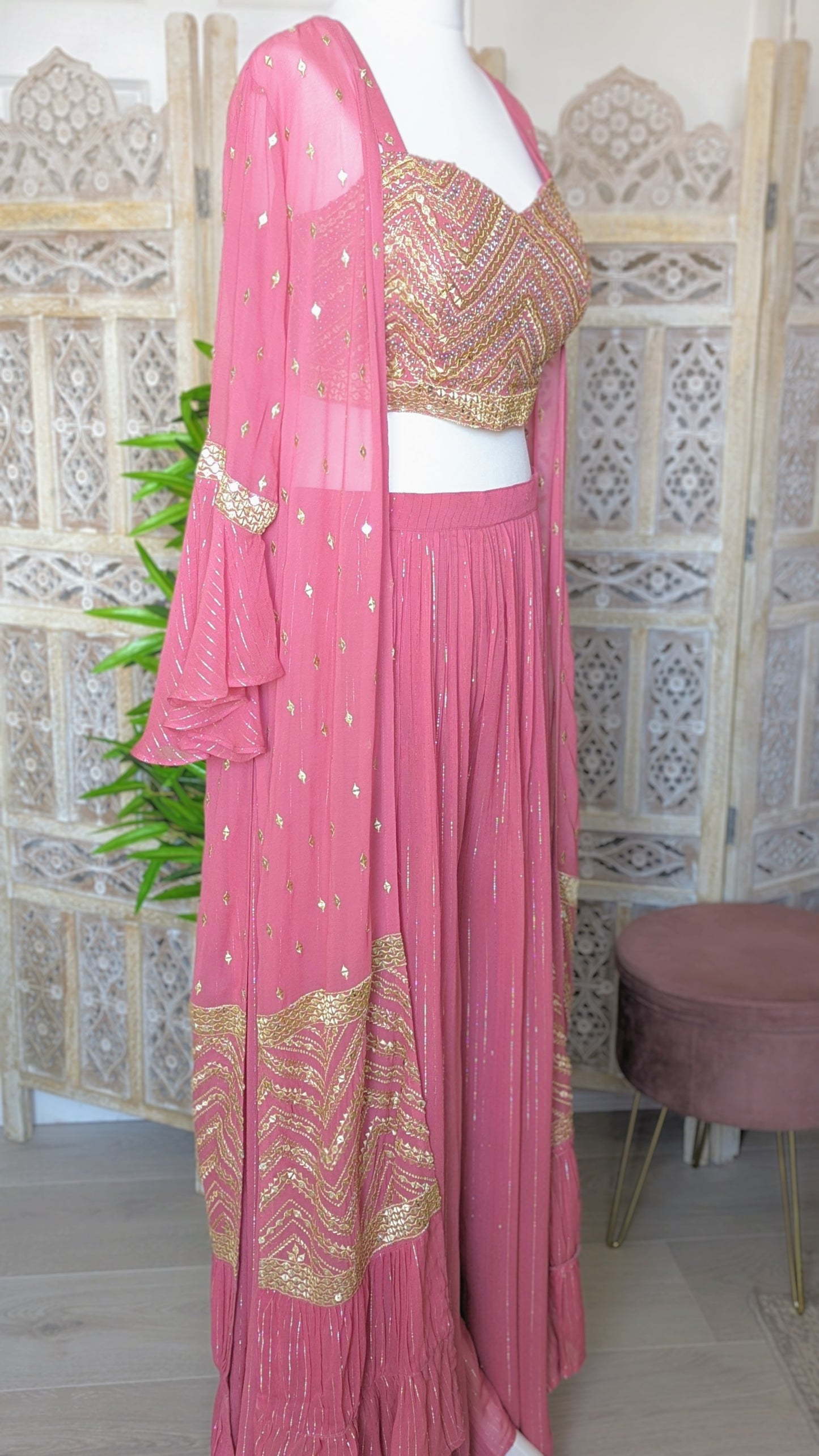 Crop-Top Sharara with Embroidered Jacket (12-14)