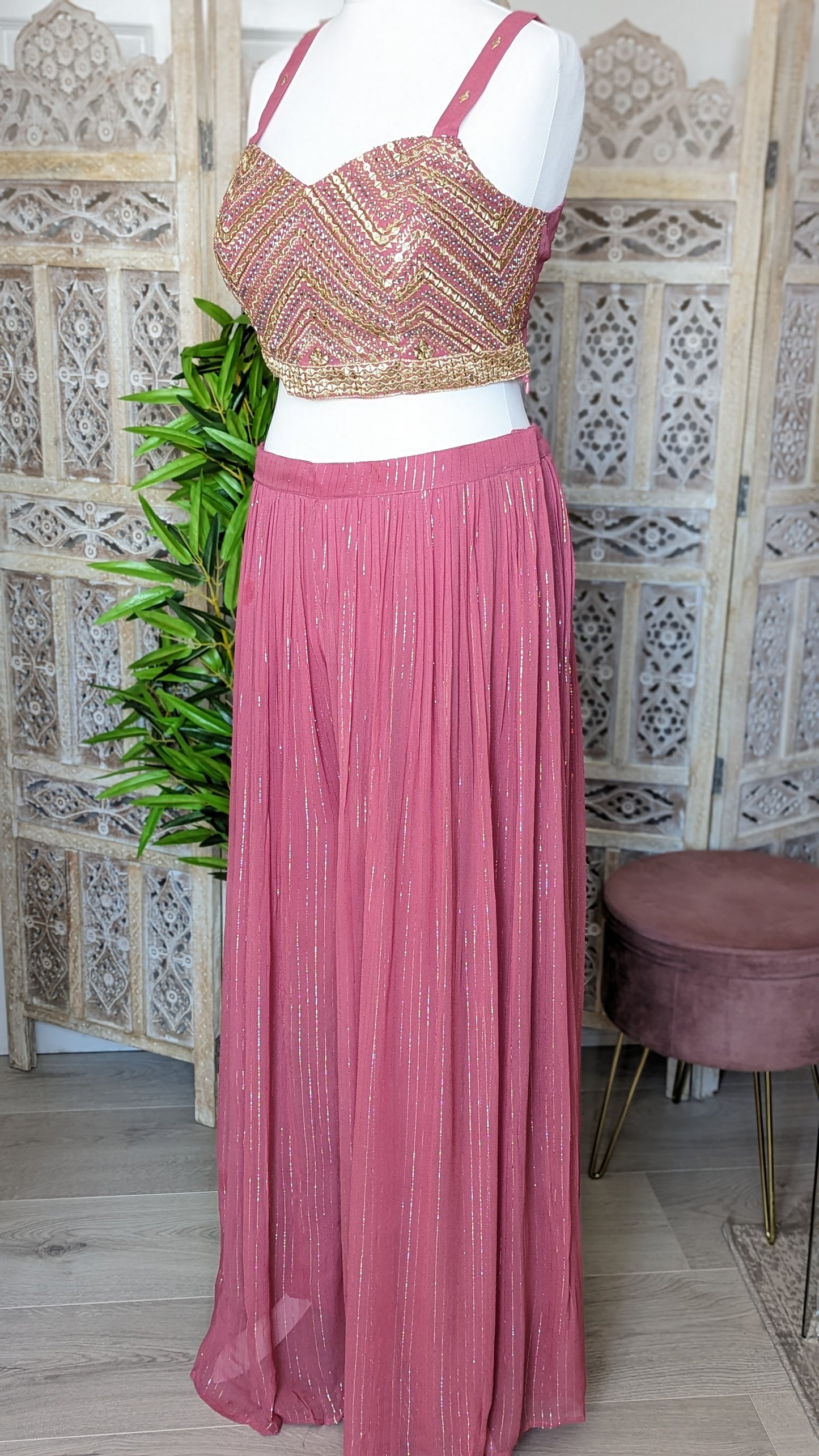 Crop-Top Sharara with Embroidered Jacket (12-14)