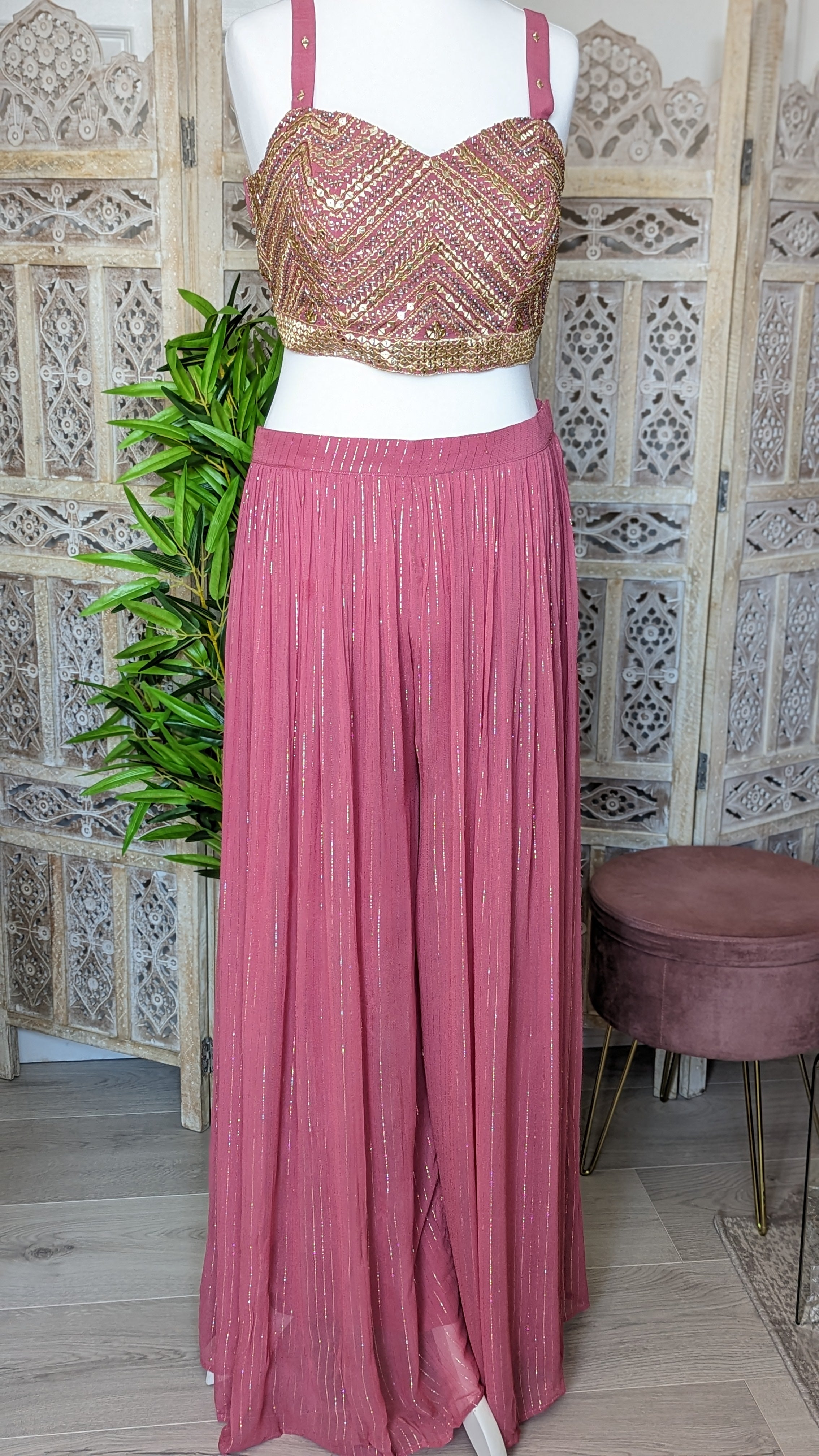 Crop-Top Sharara with Embroidered Jacket (12-14)