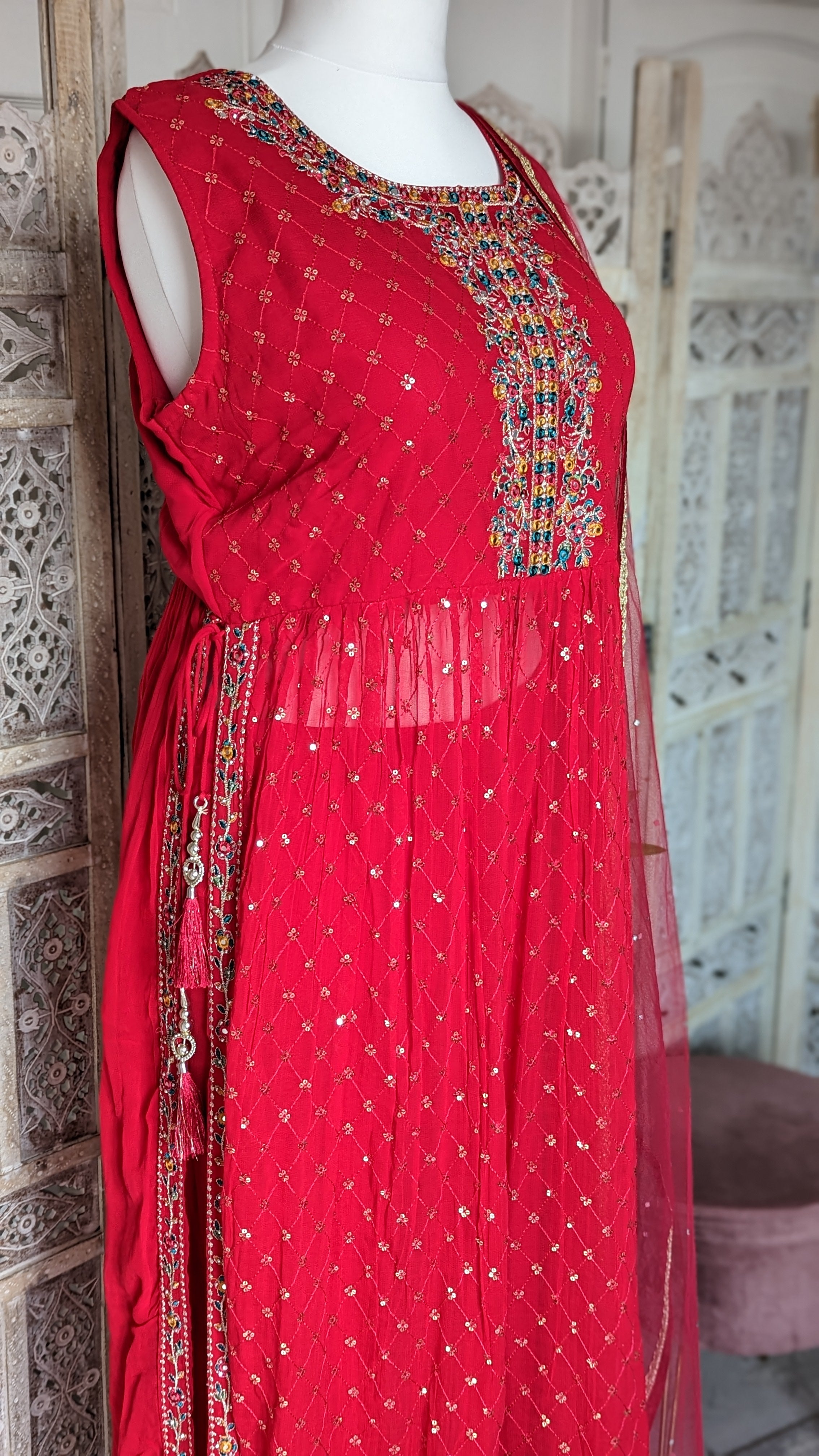 Red/Pink Palazzo Set. Size 18-20 (bust 48")