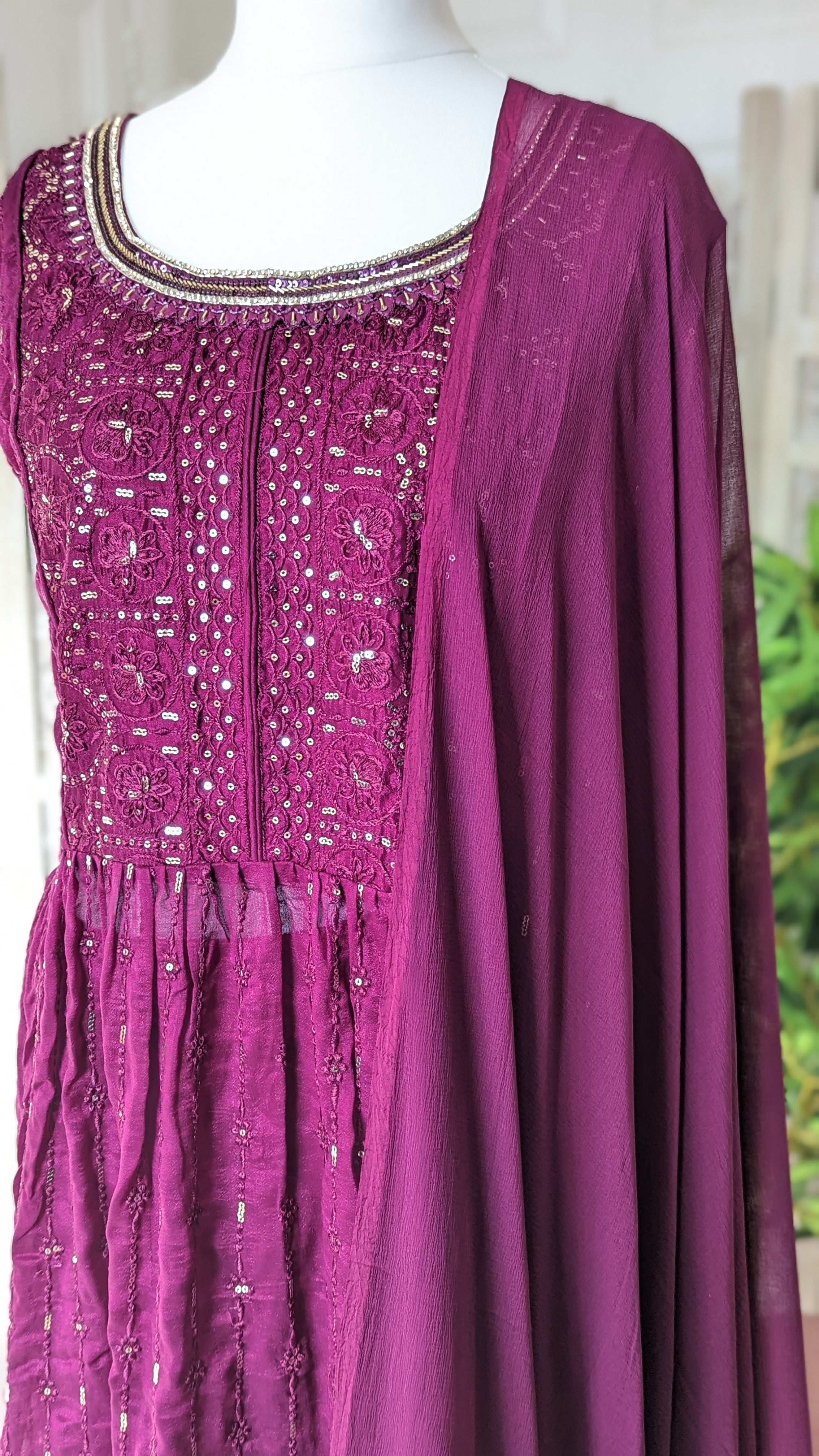 Raspberry Threadwork Palazzo Set (24-26)