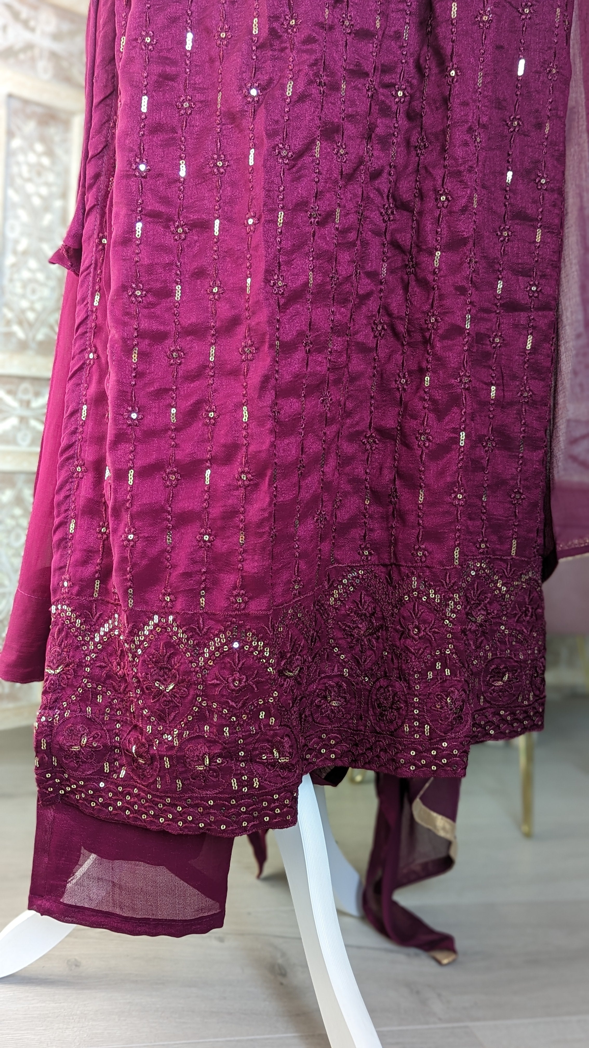 Raspberry Threadwork Palazzo Set (24-26)