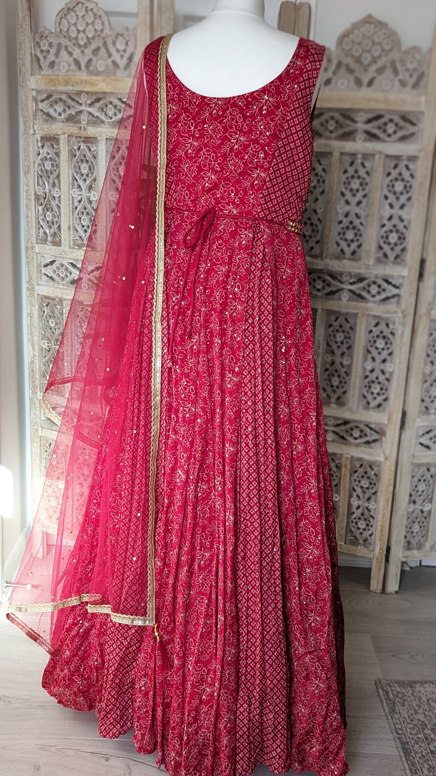 Hand Embroidered Bodice Multi Print Gown (10-12)