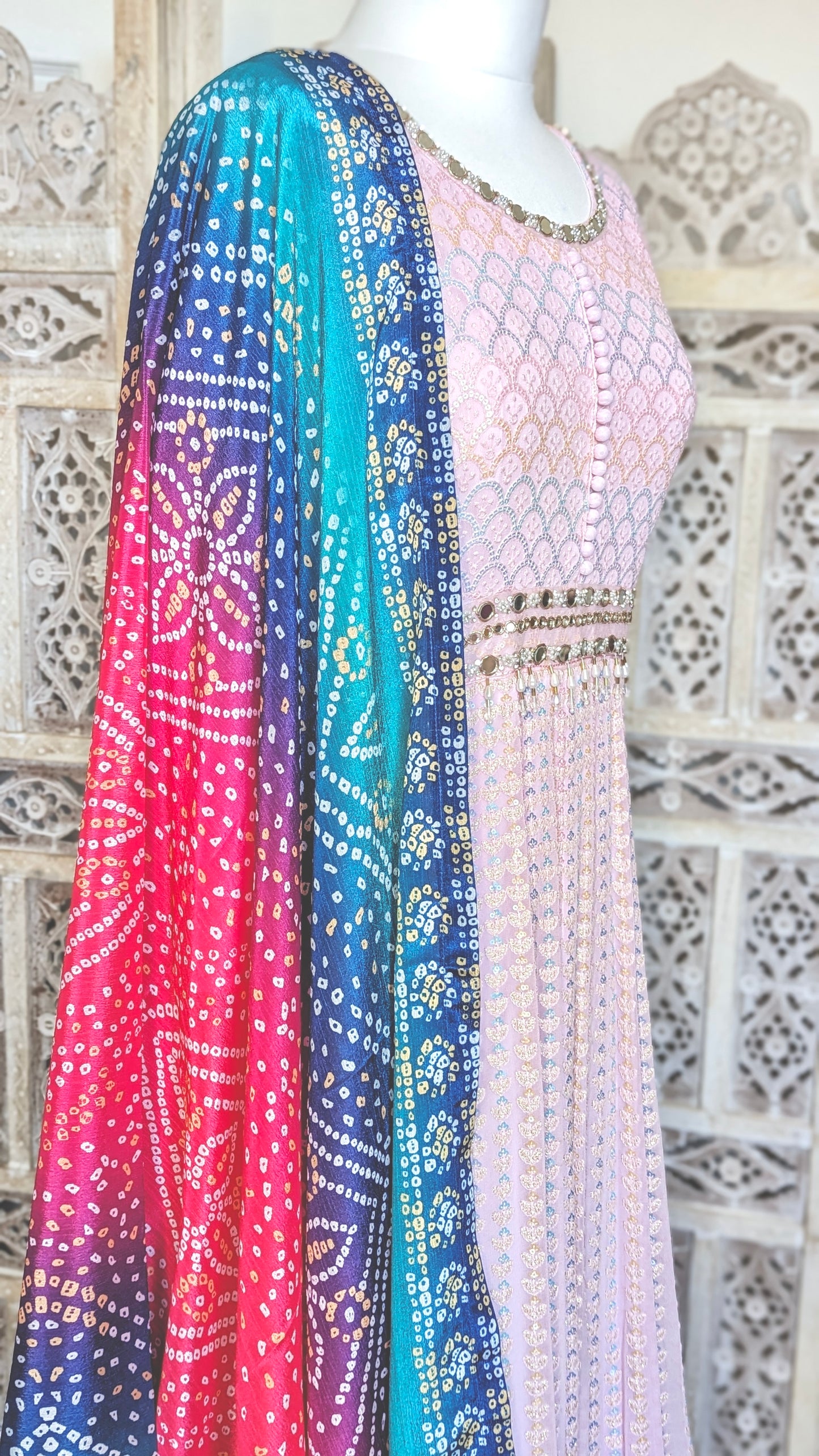 Threadwork & Bandhani Contrast Gown (14-16)