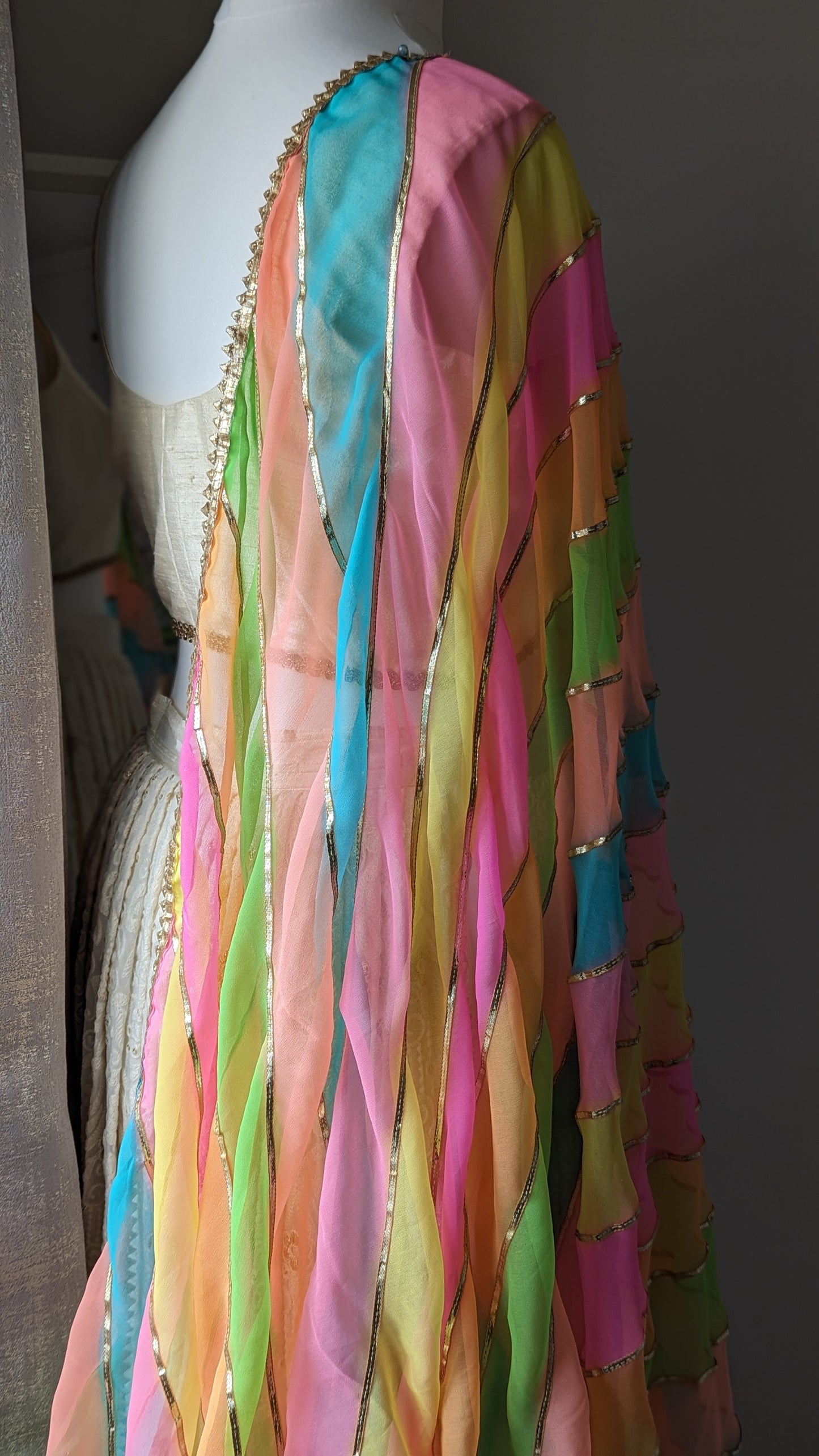 Multicolour Pastel Dupatta with gota pati