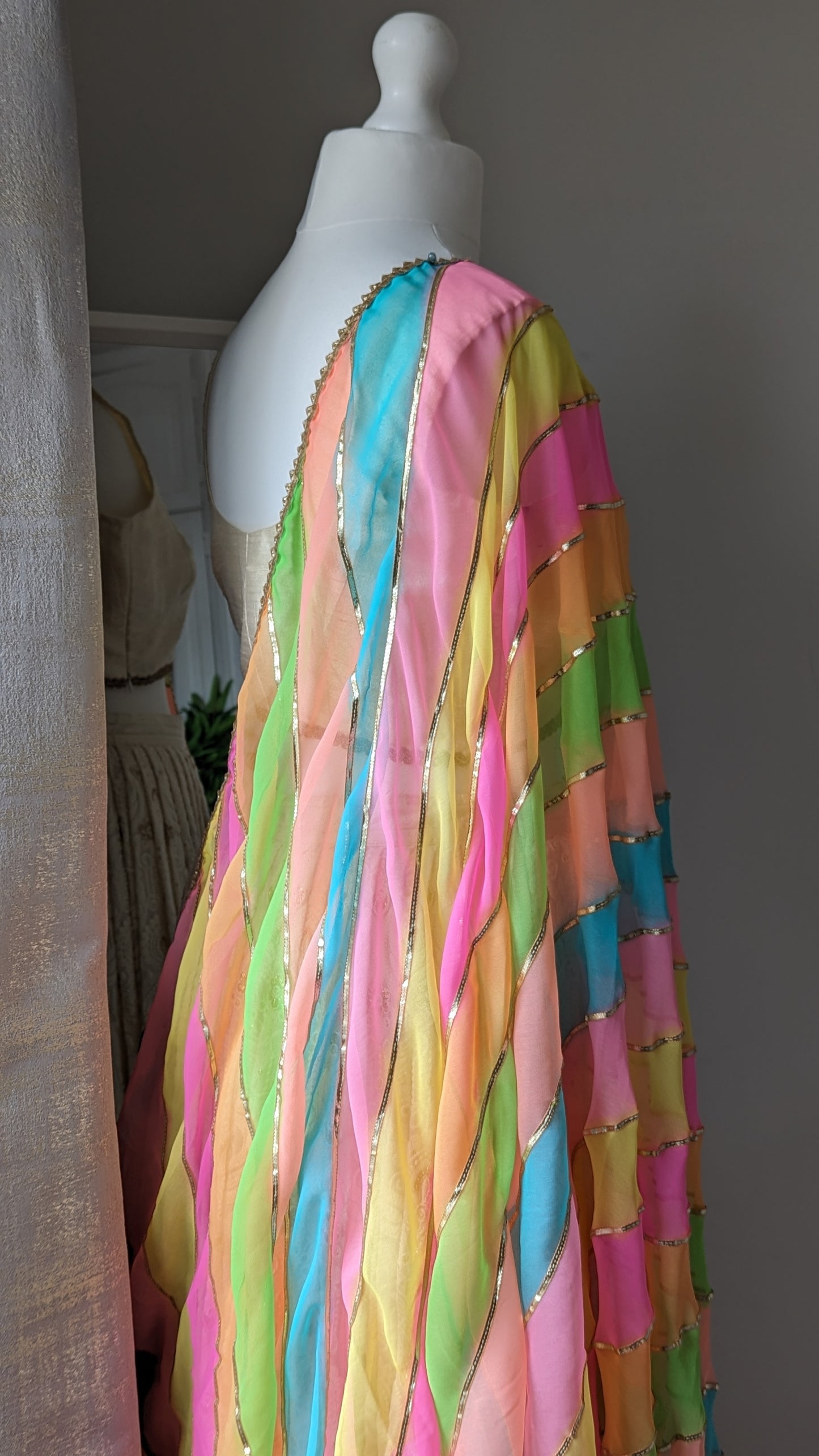 Multicolour Pastel Dupatta with gota pati