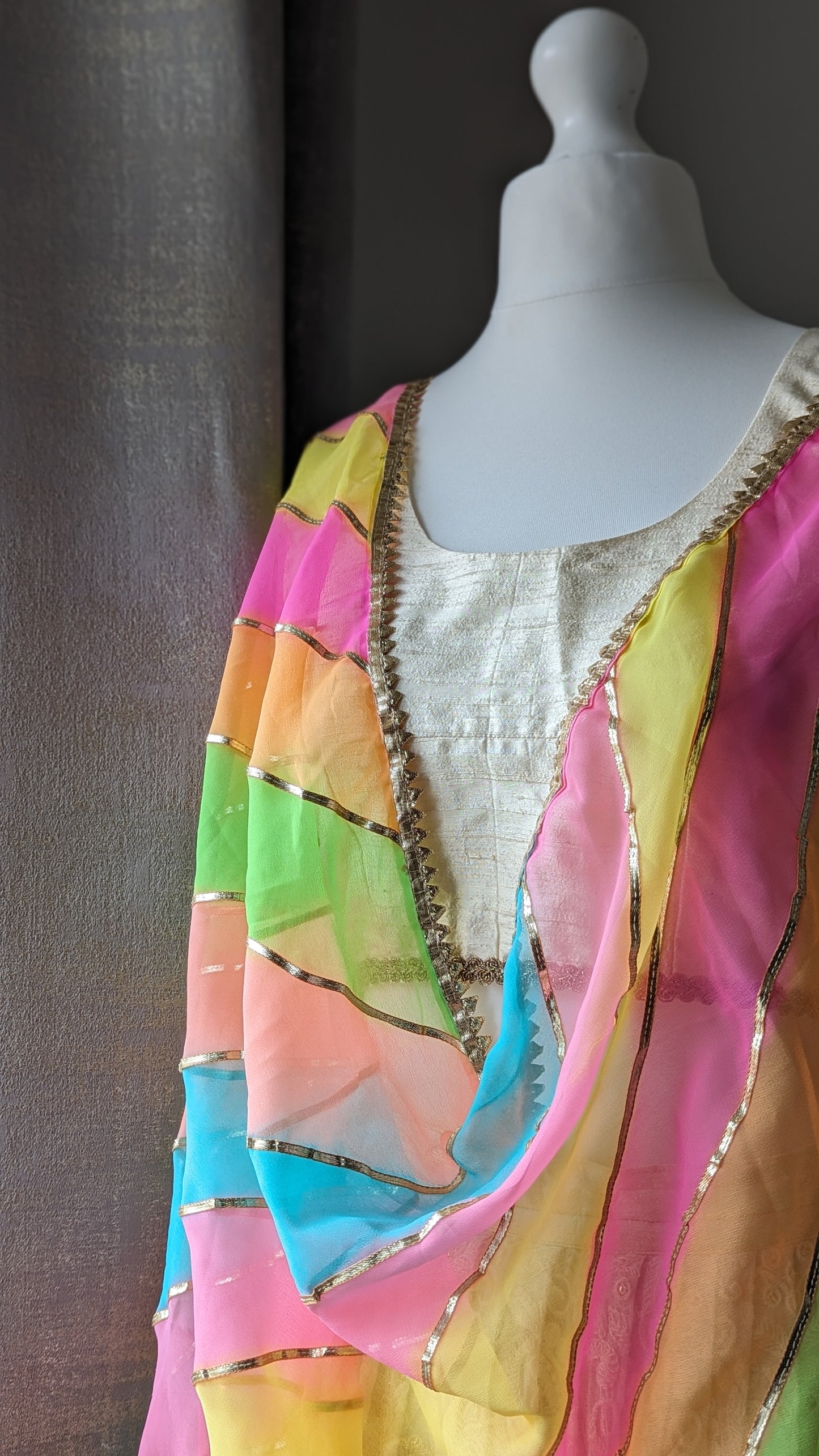 Multicolour Pastel Dupatta with gota pati