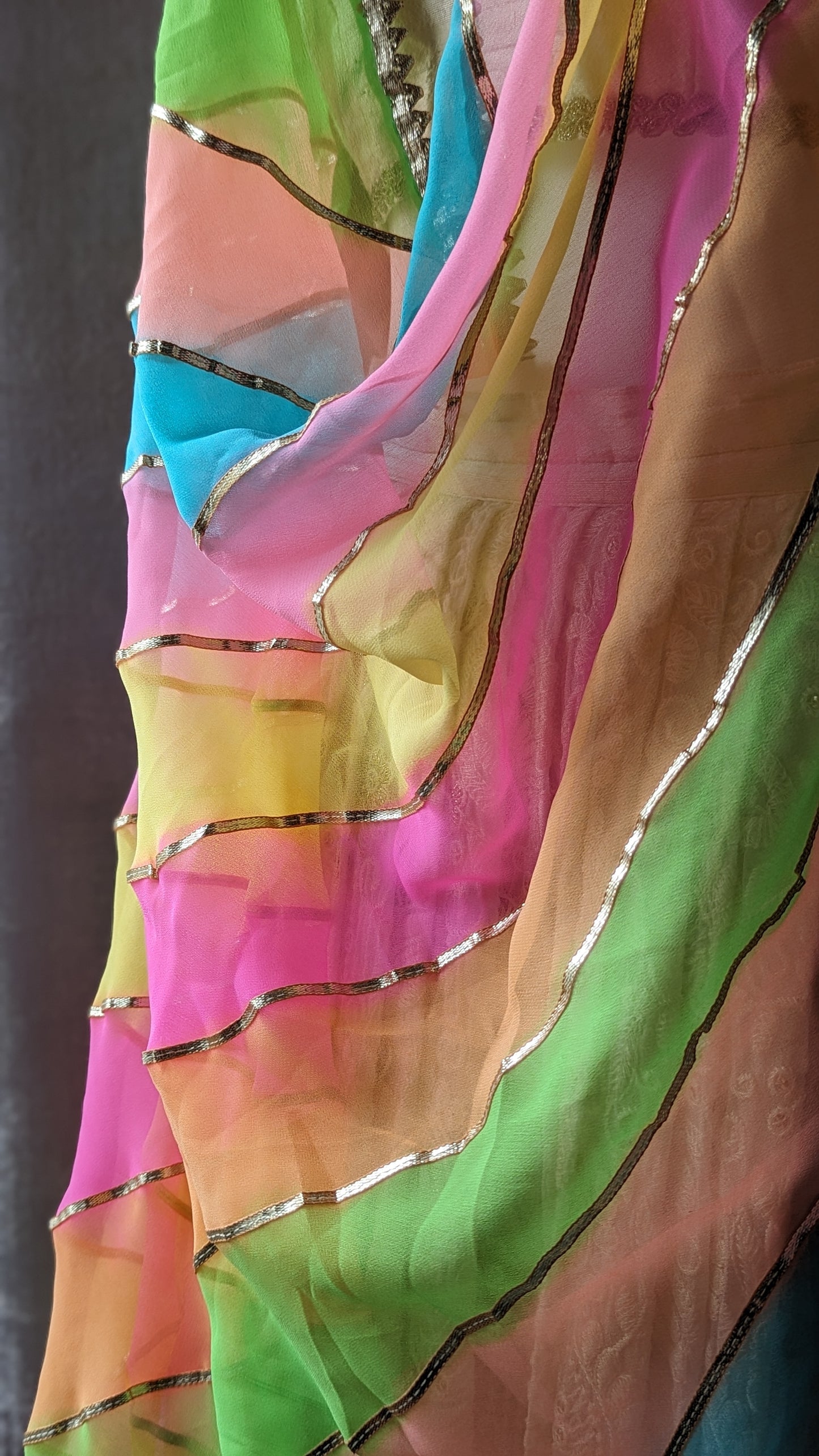 Multicolour Pastel Dupatta with gota pati