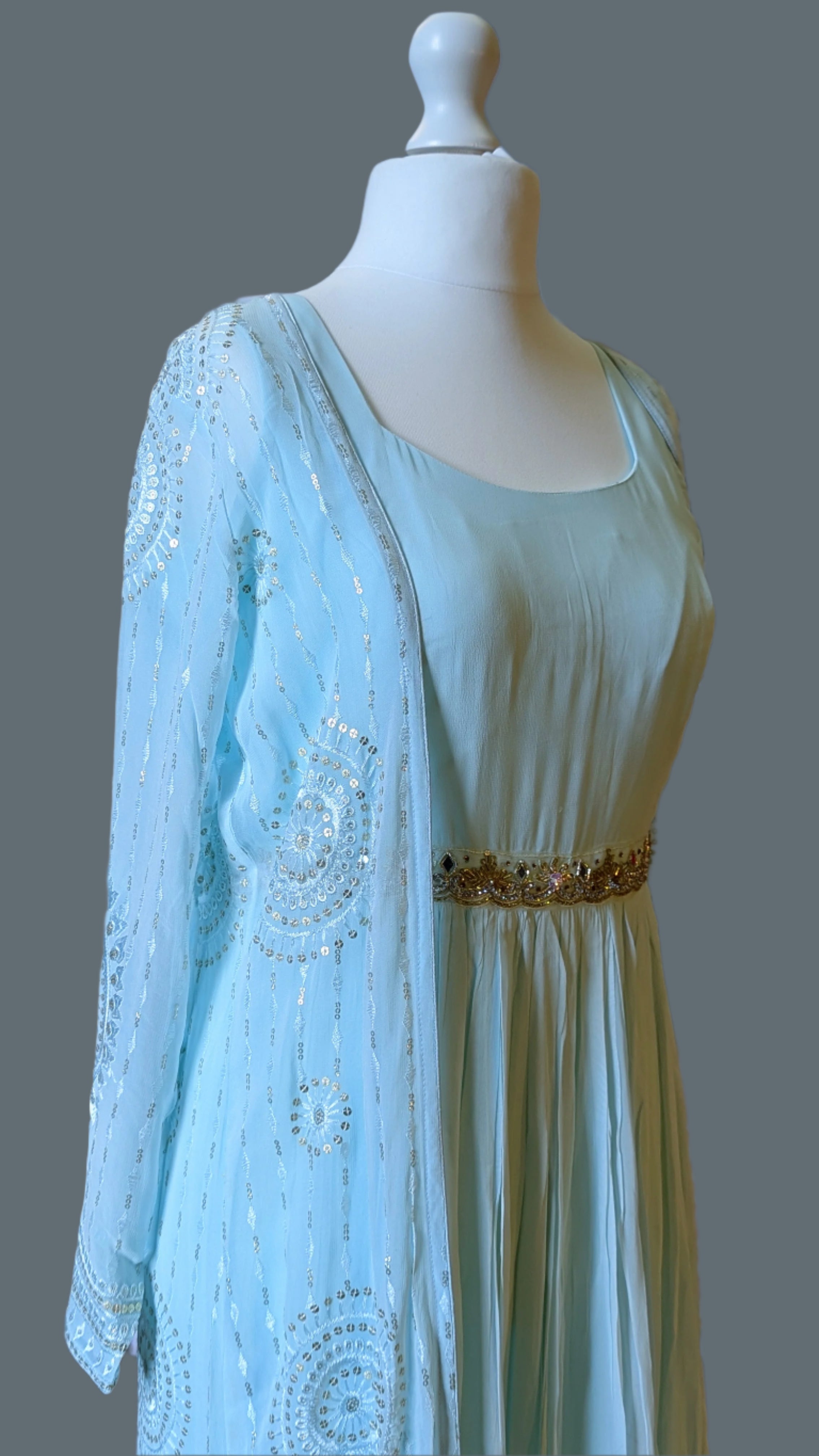 Blue dress with Embroidered Jacket (10-12)