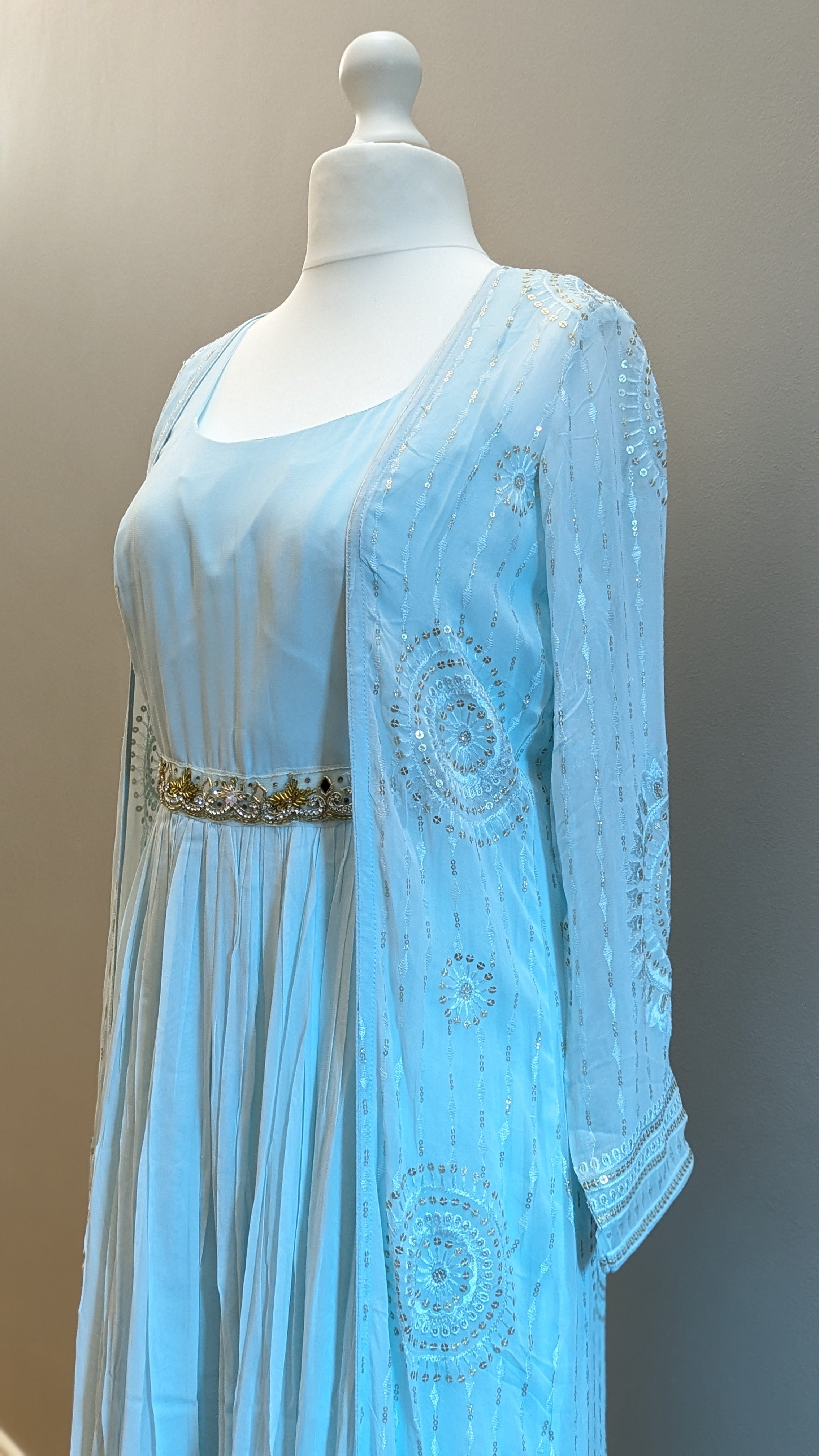 Blue dress with Embroidered Jacket (10-12)