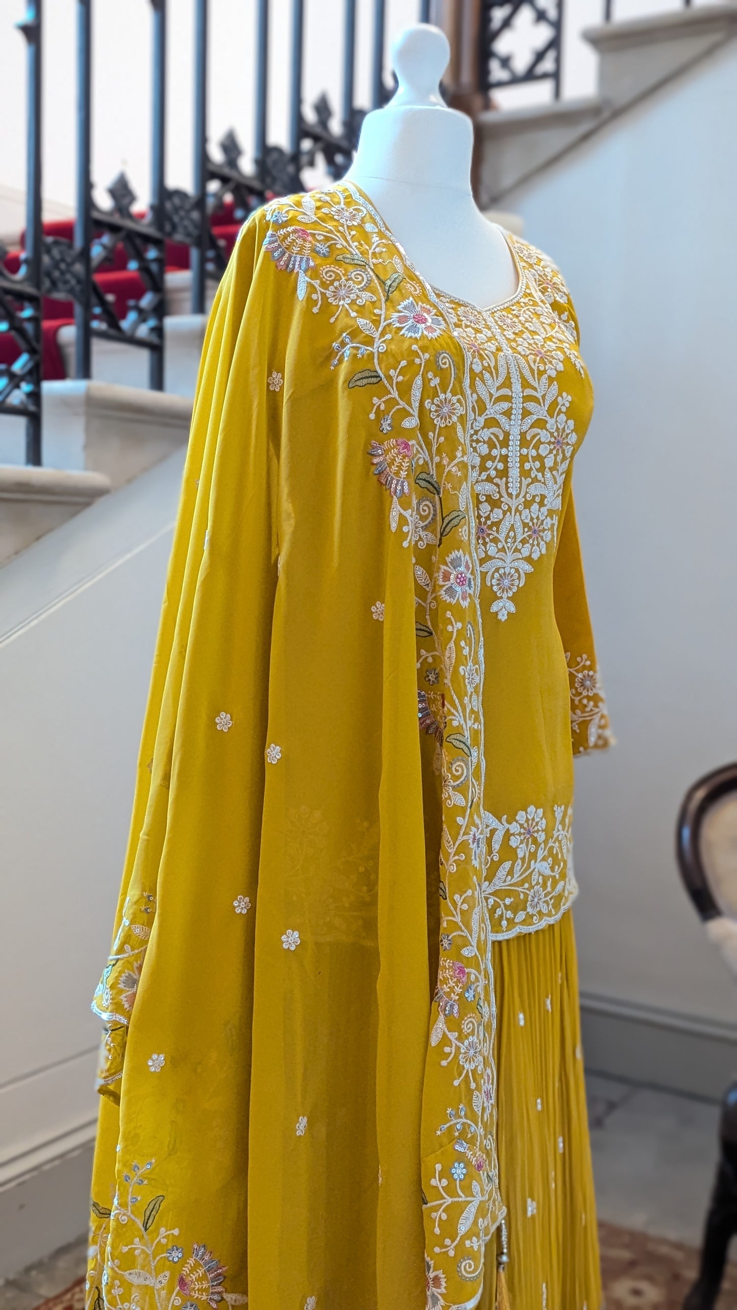 Yellow Long Blouse Lehenga Set (16-18)