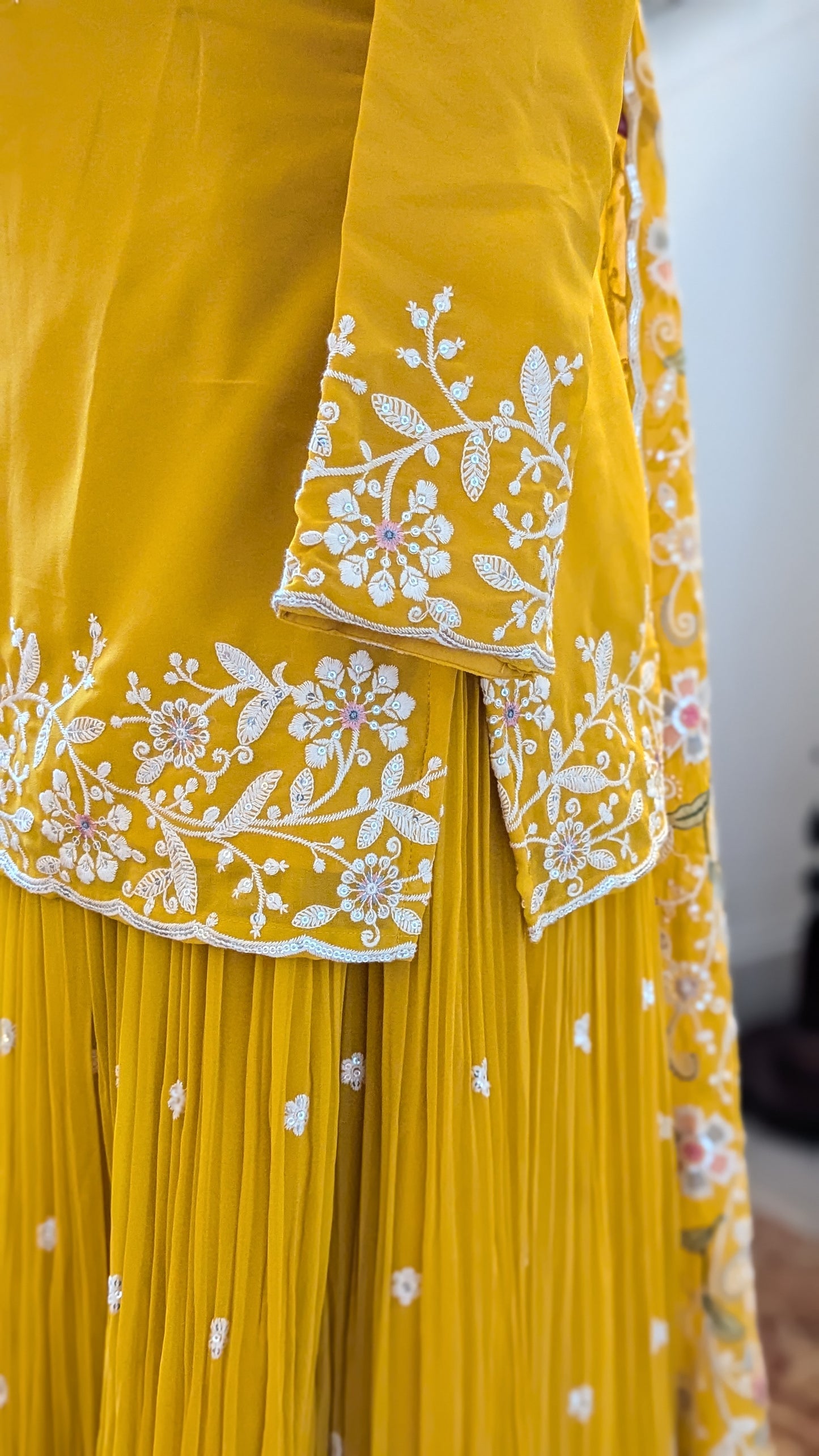 Yellow Long Blouse Lehenga Set (16-18)