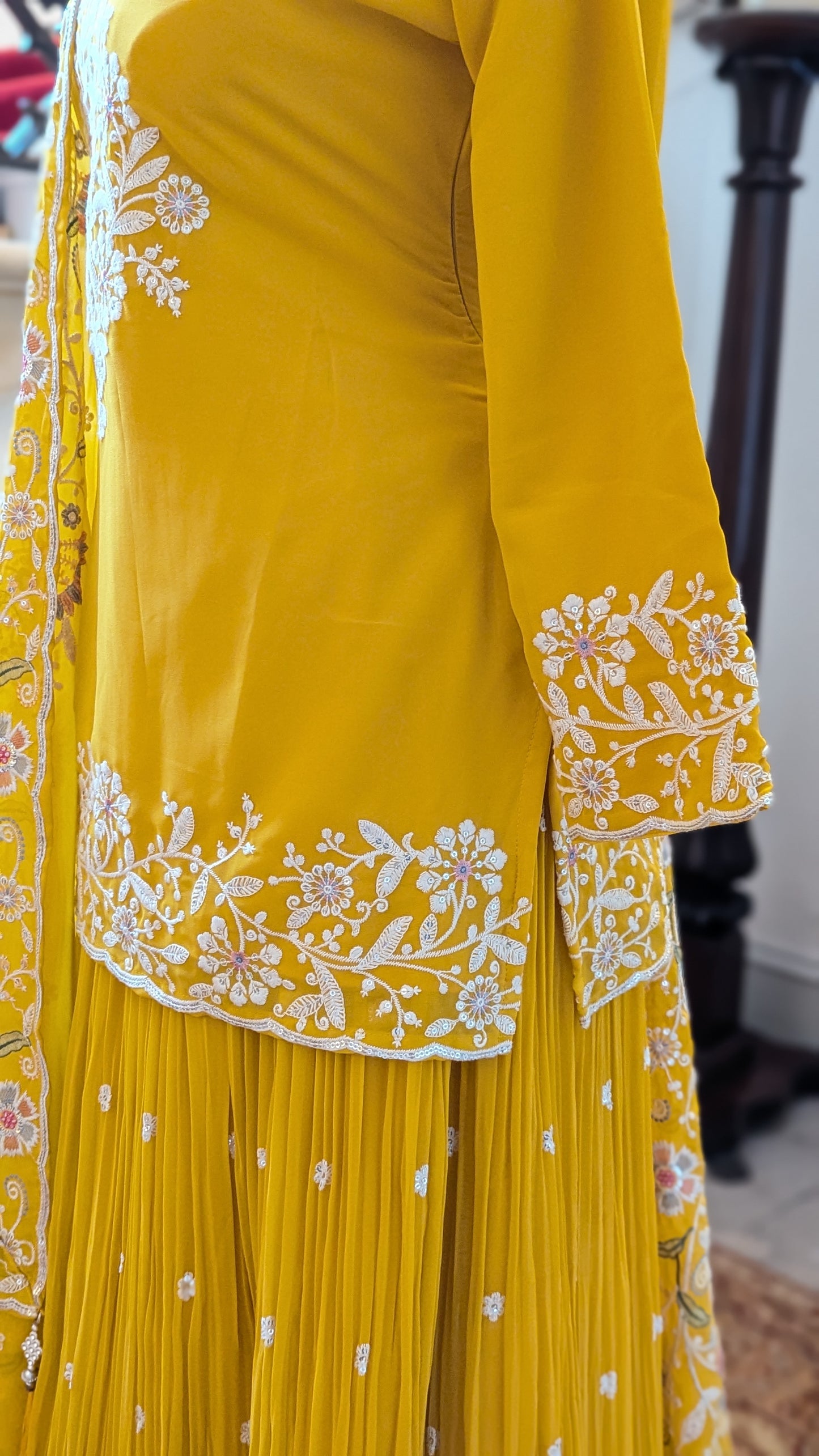 Yellow Long Blouse Lehenga Set (16-18)