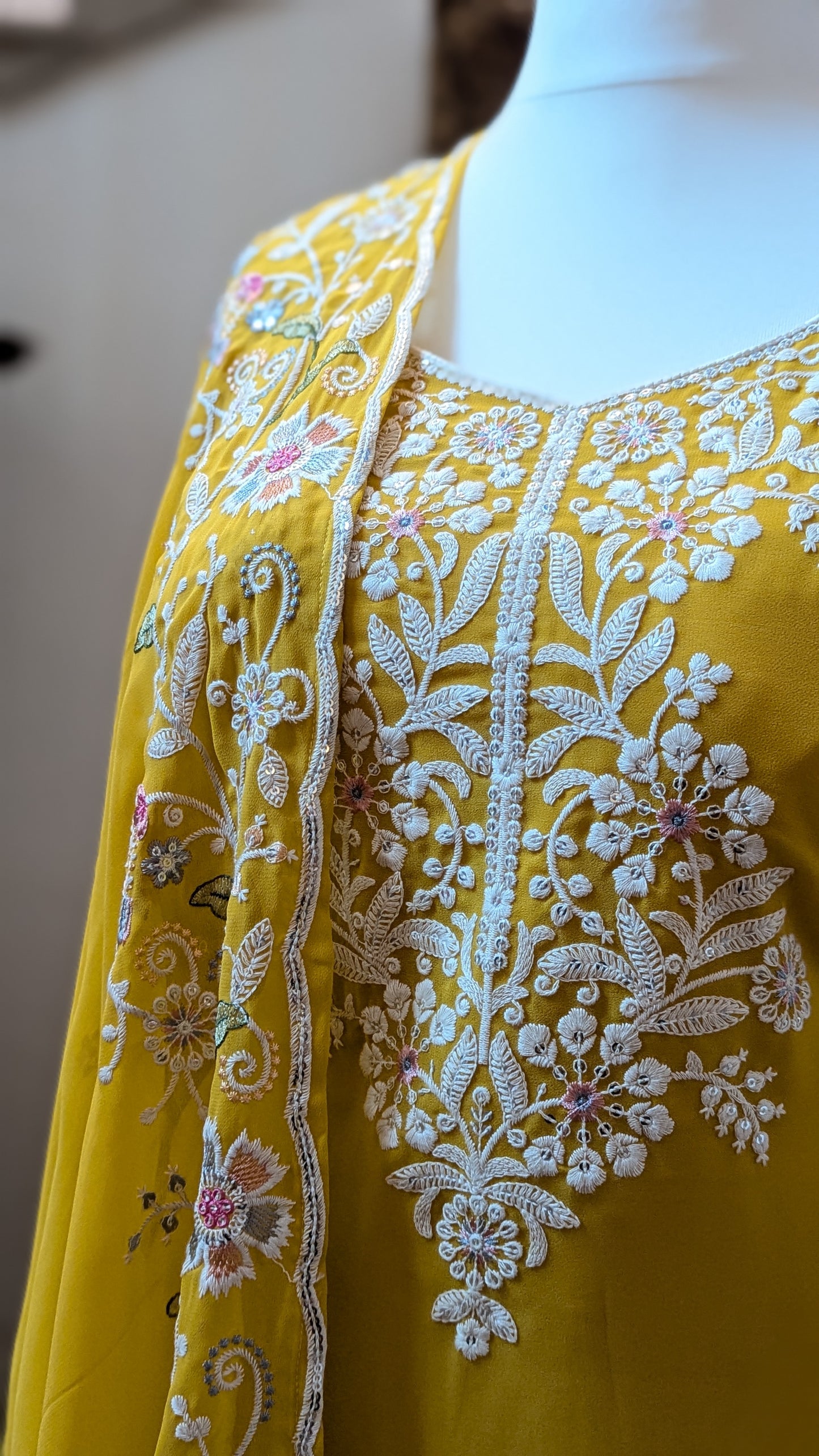 Yellow Long Blouse Lehenga Set (16-18)