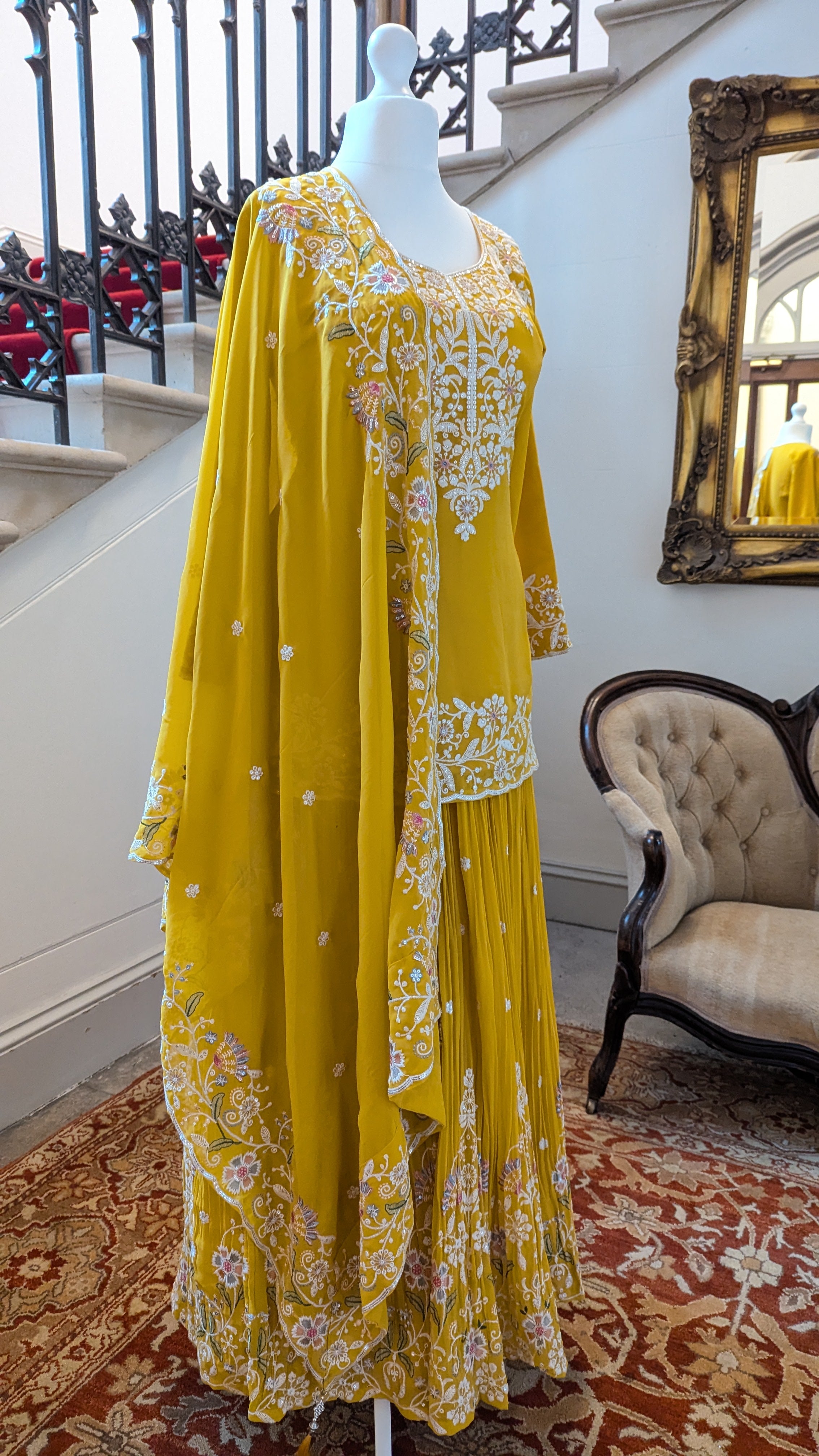 Yellow Long Blouse Lehenga Set (12-14)