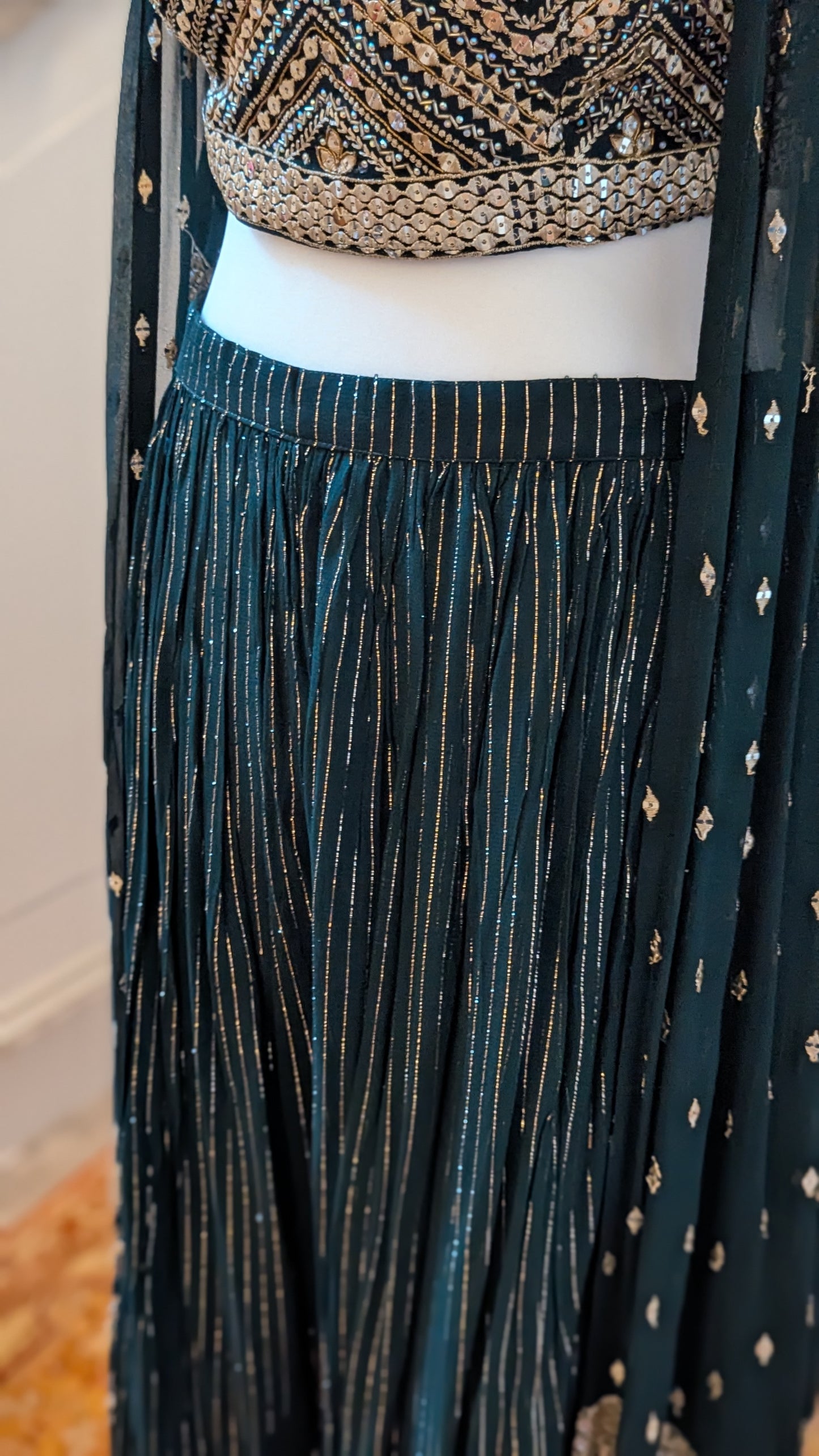 Forest Green Indo-Western Sharara Set (14-16)