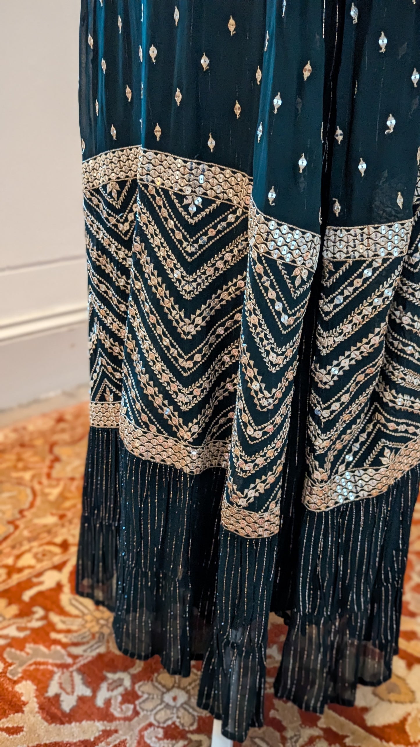 Forest Green Indo-Western Sharara Set (14-16)
