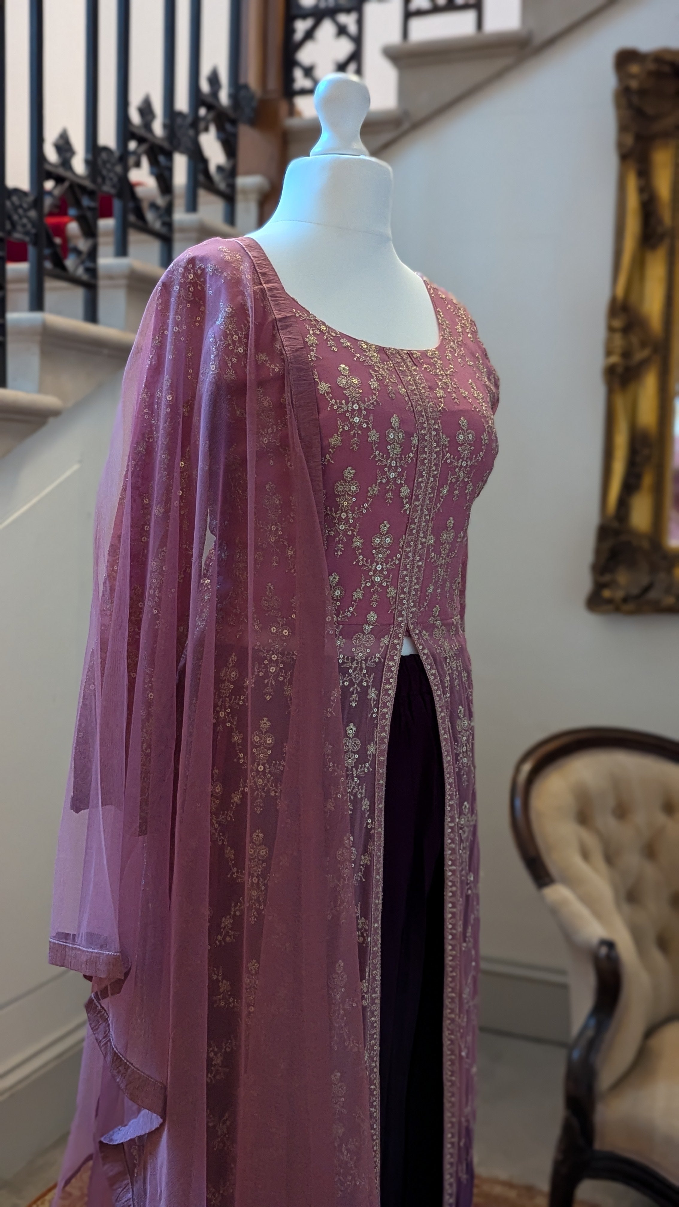 Lilac/Burgundy Ombre Sharara Jacket Set (12-14)