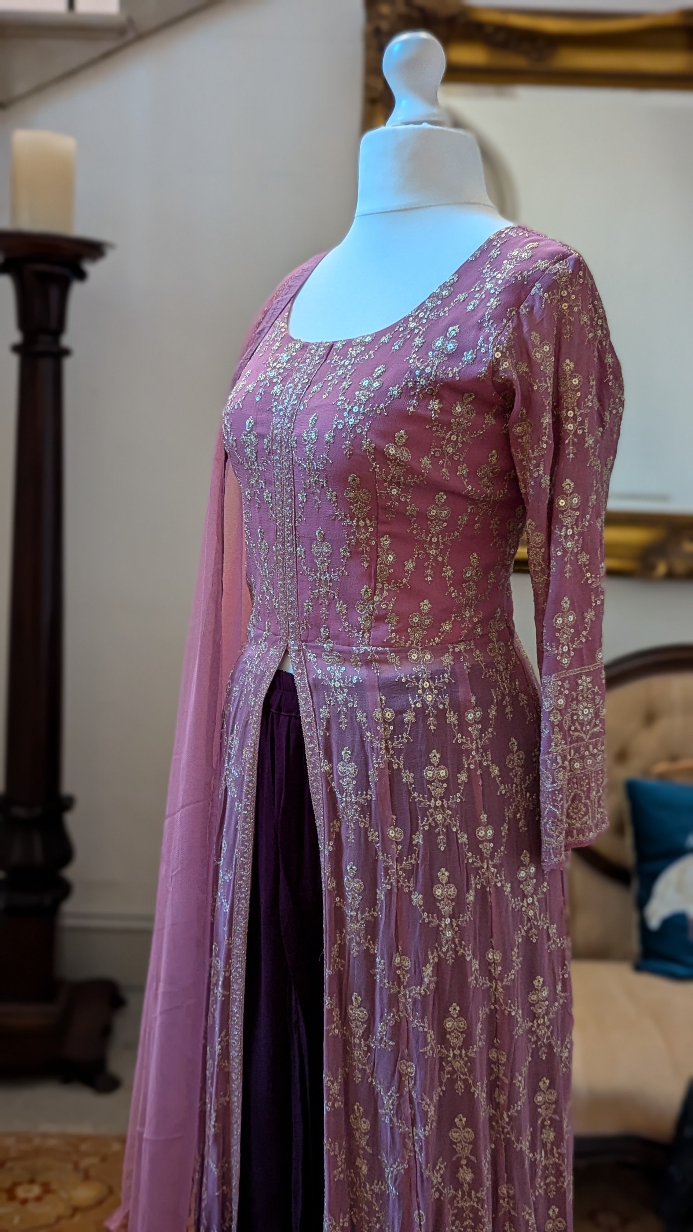 Lilac/Burgundy Ombre Sharara Jacket Set (12-14)