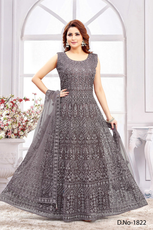 Sherni London plum burgundy evening gown with sleeves size 28 plus size fully embroidered indian anarkali with net dupatta and tone on tone embroidery all over.