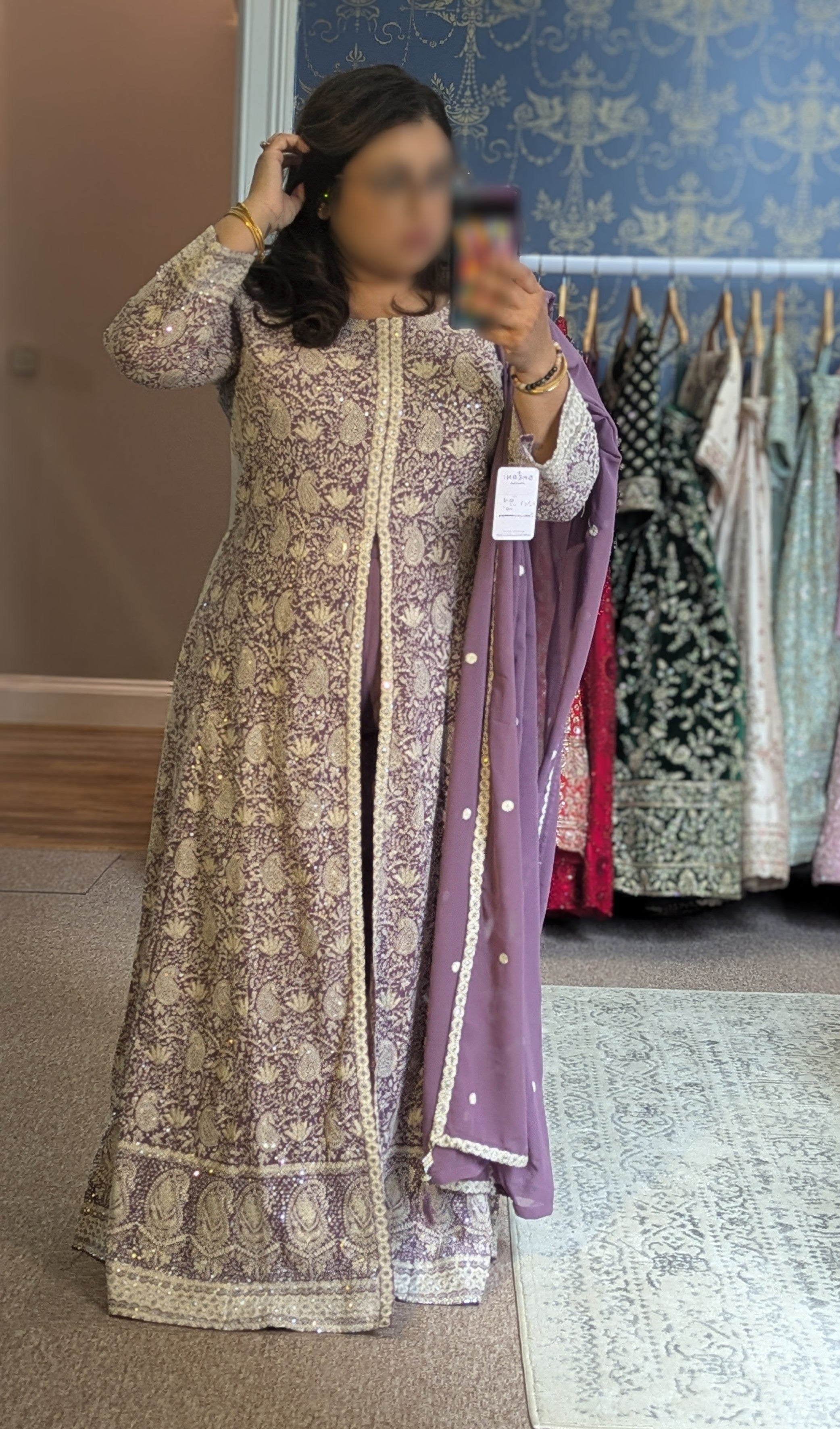 Lilac Front Split Jacket Palazzo Suit Set. Size 16-18